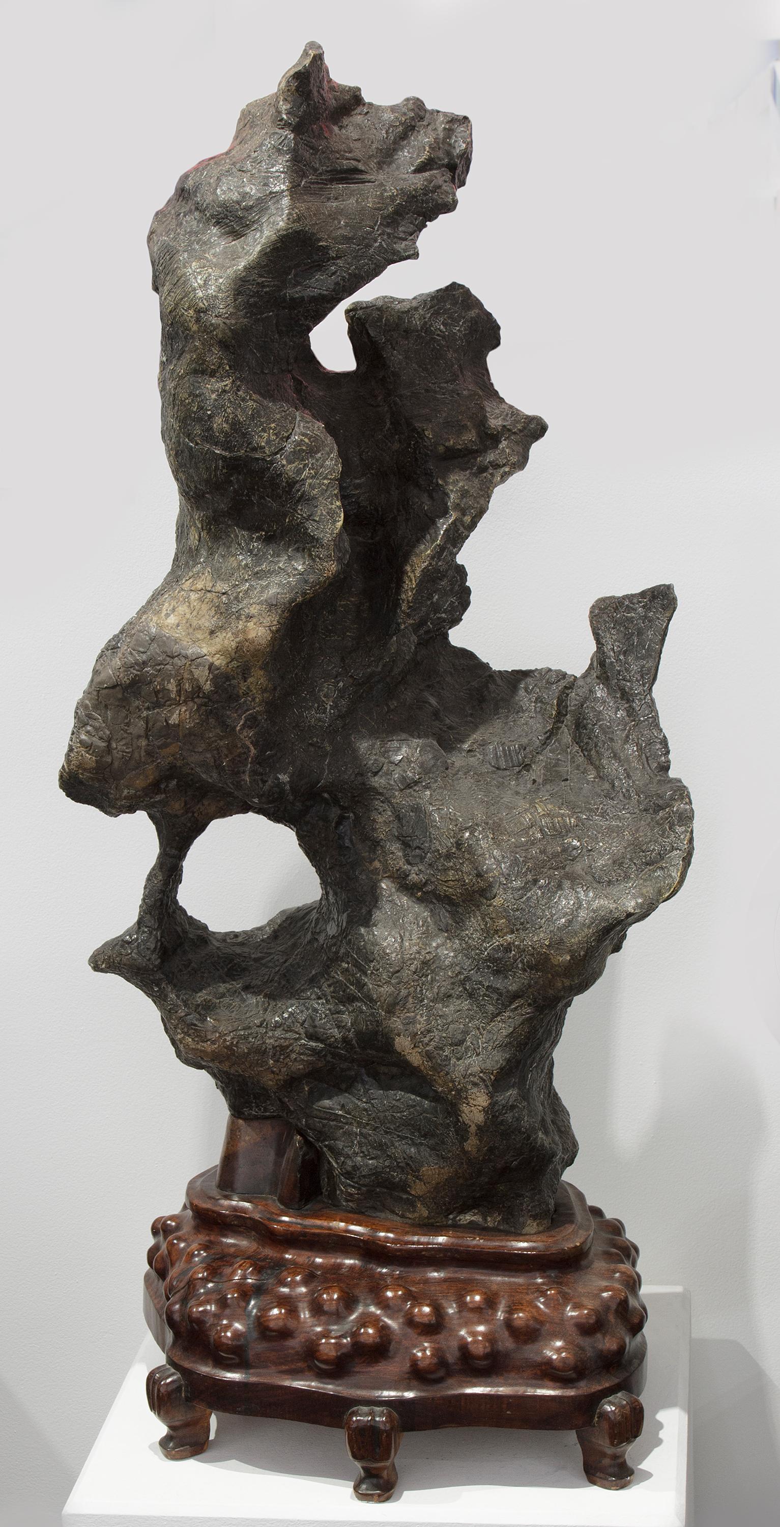 Unknown Abstract Sculpture - Lingbi - One Hole Scholar's Rock, China, Late Qing Dynasty
