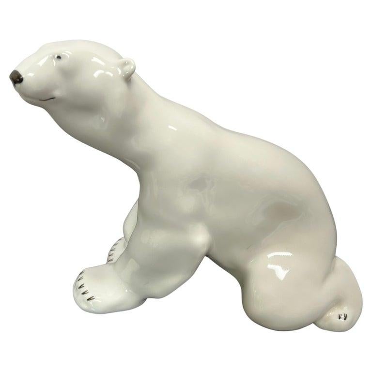 Polar Bear Ceramic Miniature Animal Set 2 Collections Handmade Figurine Decor 