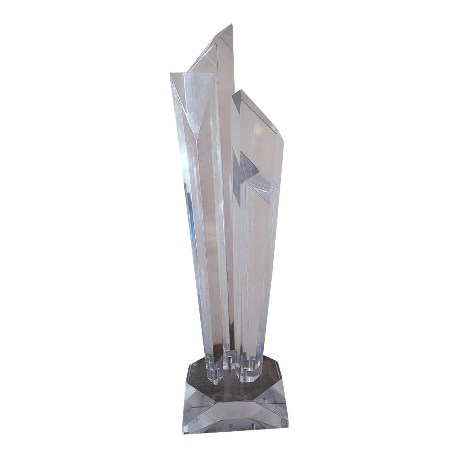 Unknown Abstract Sculpture - Lucite Pyramid Modern Decorative Centerpiece