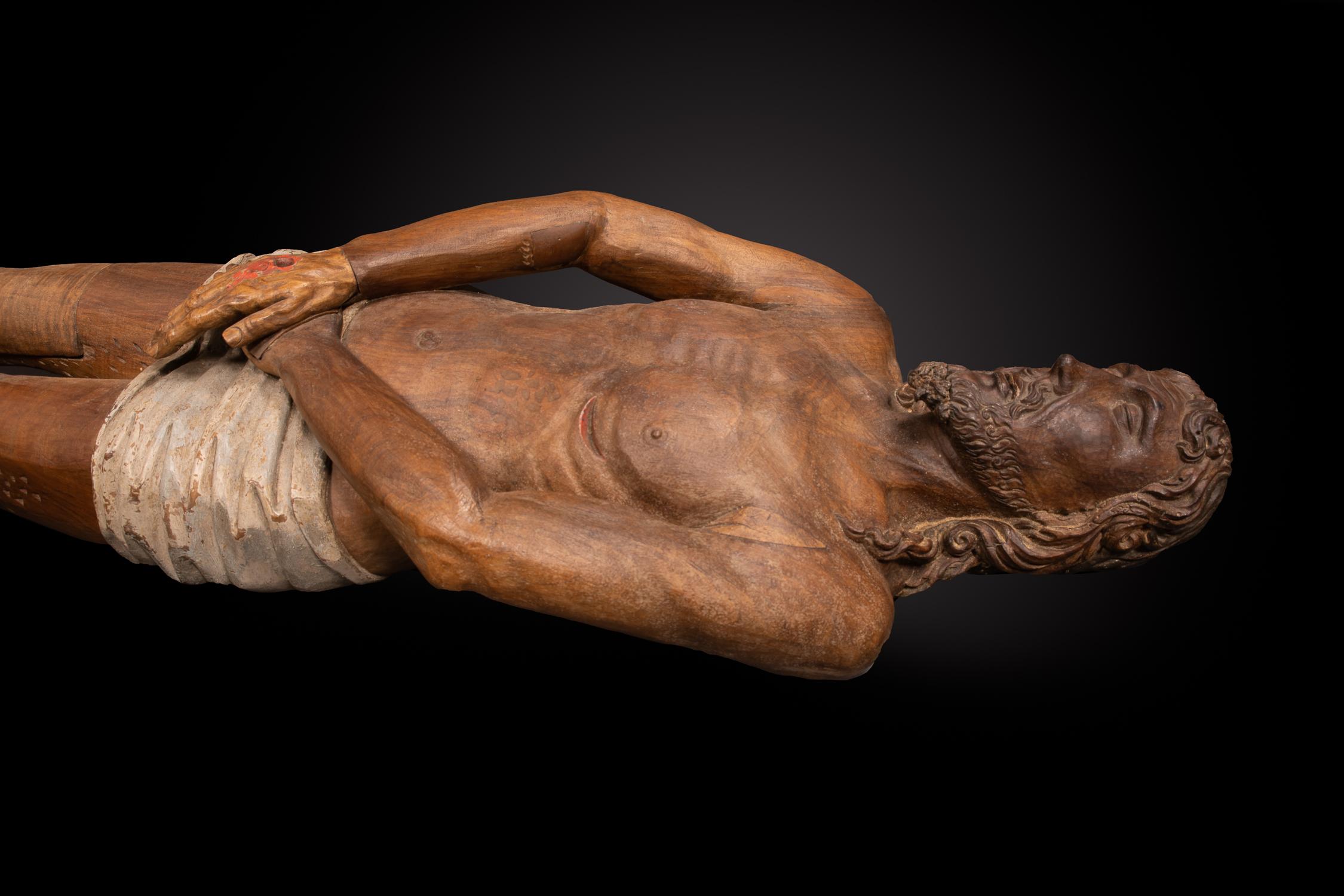 Lying Dead Christ Sculpture - Black Figurative Sculpture by Unknown