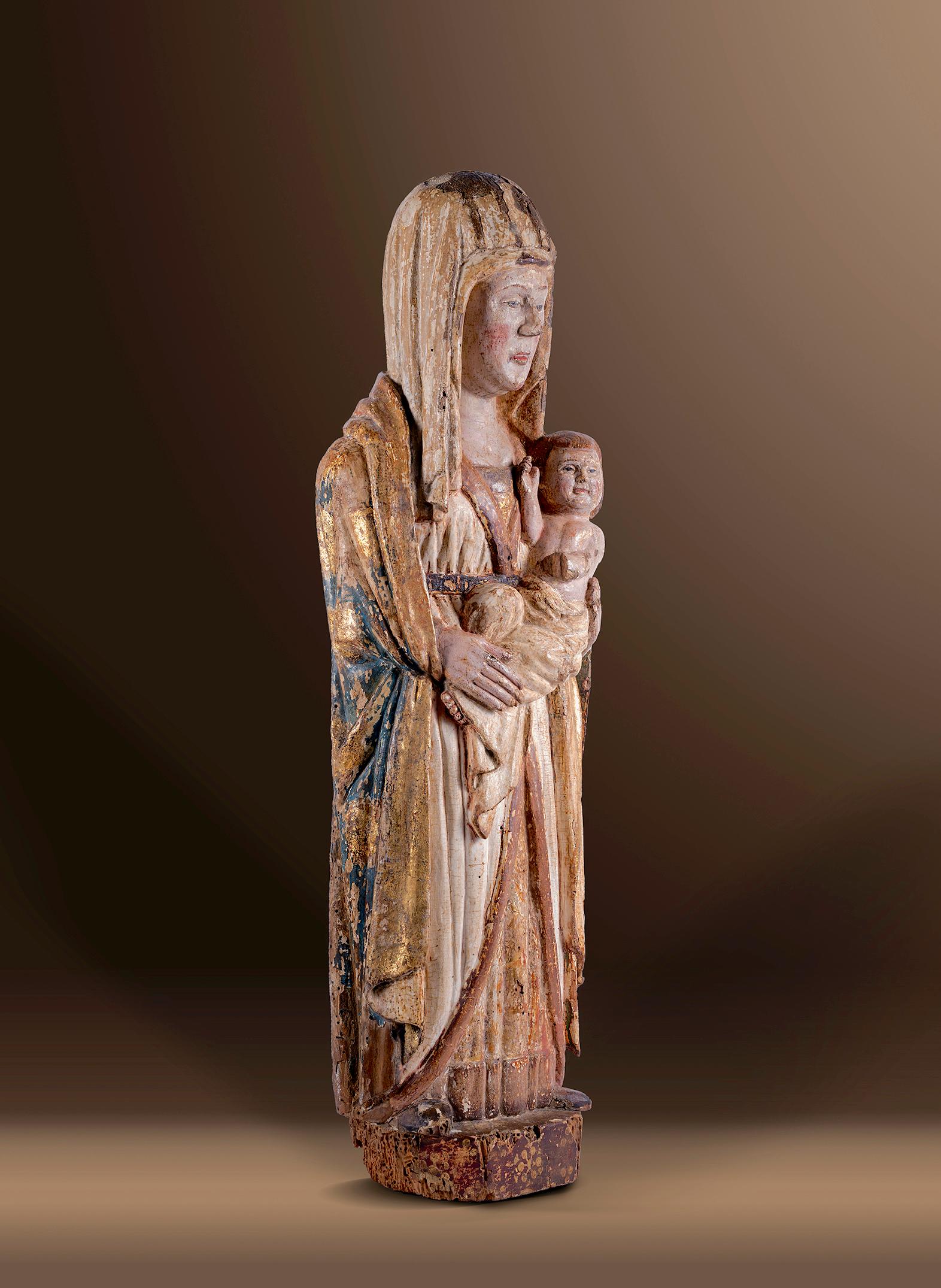 Madonna um 1300 (Braun), Figurative Sculpture, von Unknown