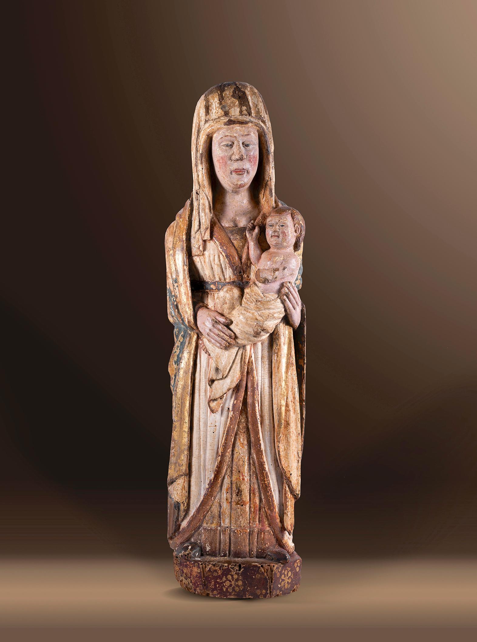 Figurative Sculpture Unknown - Madonna vers 1300