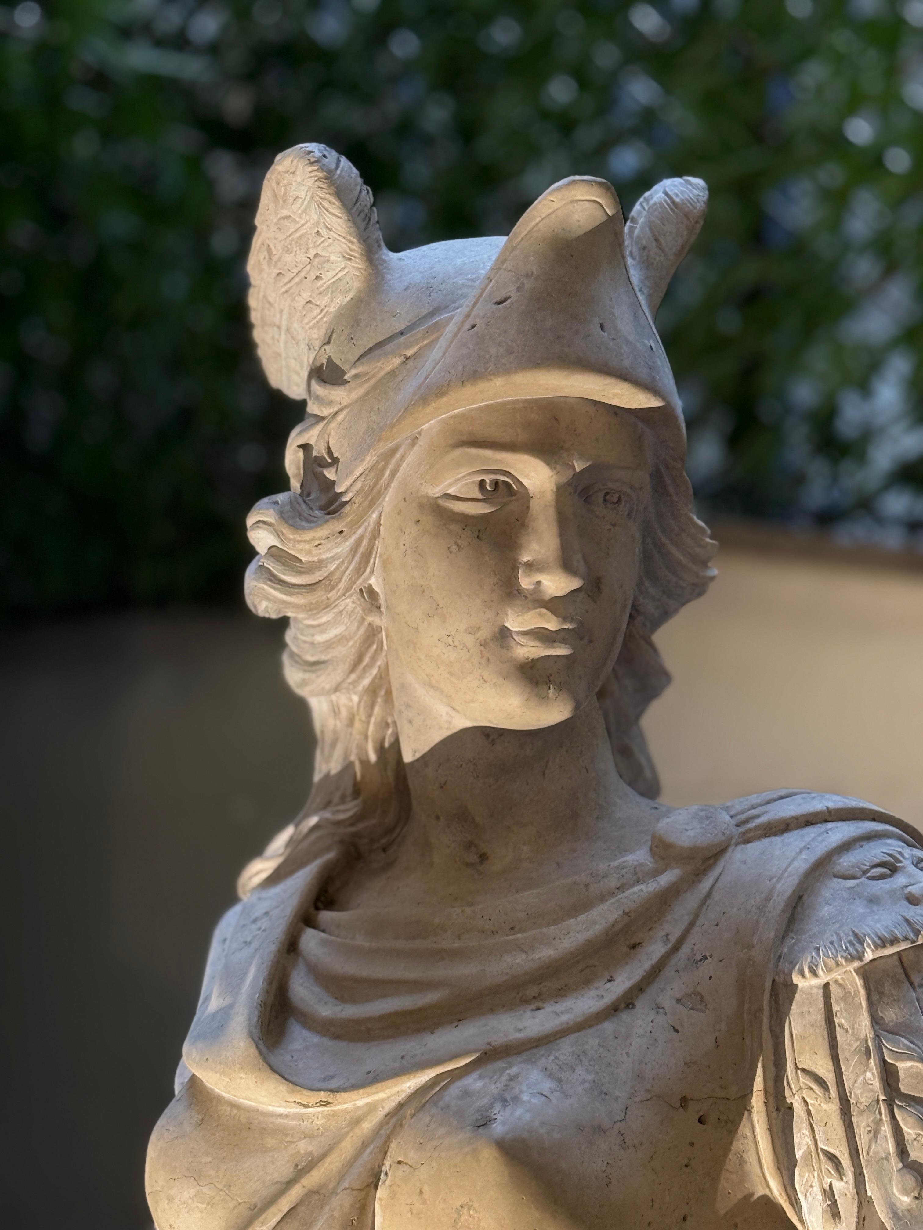 Magnífica Escultura de Mármol del Tema Mitológico Romano Minerva 1780' en venta 6