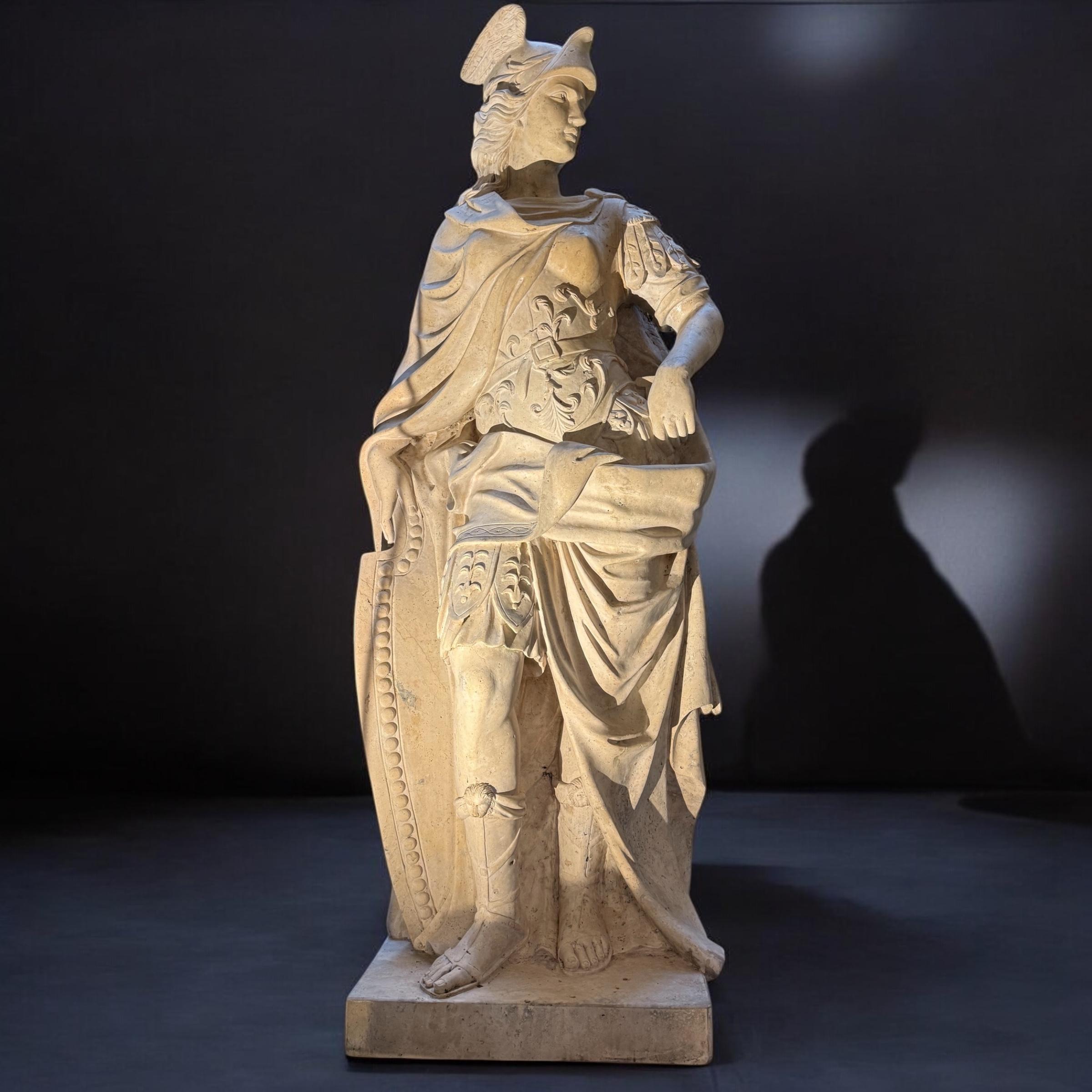 Magnífica Escultura de Mármol del Tema Mitológico Romano Minerva 1780' - Nude Sculpture Negro de Unknown