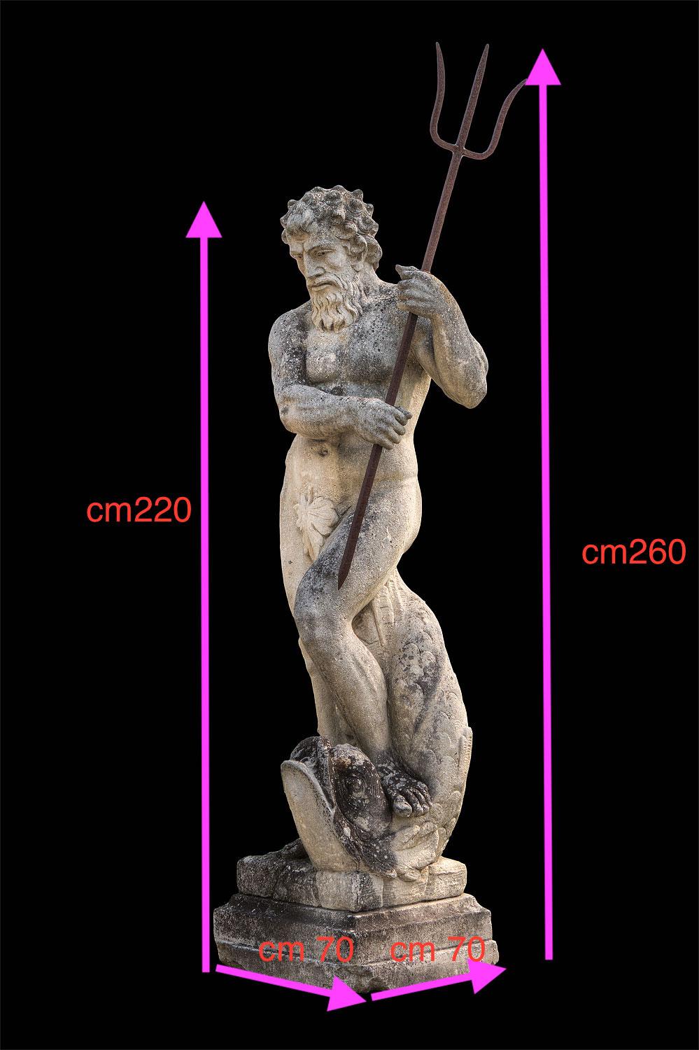 Magnificent North Italian 19th Century Stone Sculpture Figure of God Neptune 2