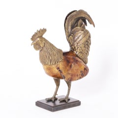 Maitland-Smith Vintage Bronze and Penshell Rooster Sculpture