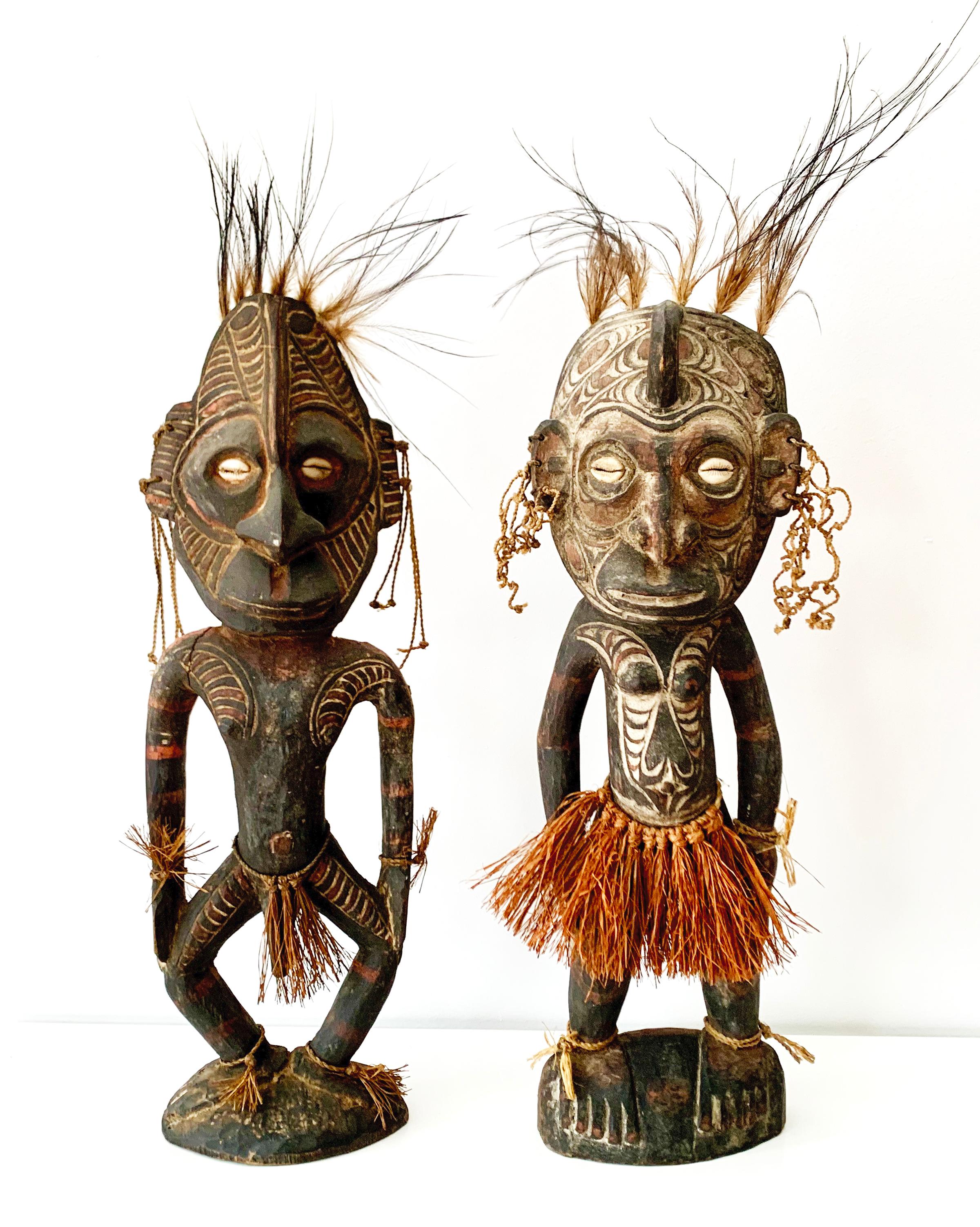 Unknown Figurative Sculpture - Male and Female Ancestor Spirit Figures, Sepik River, Papua New Guinea 