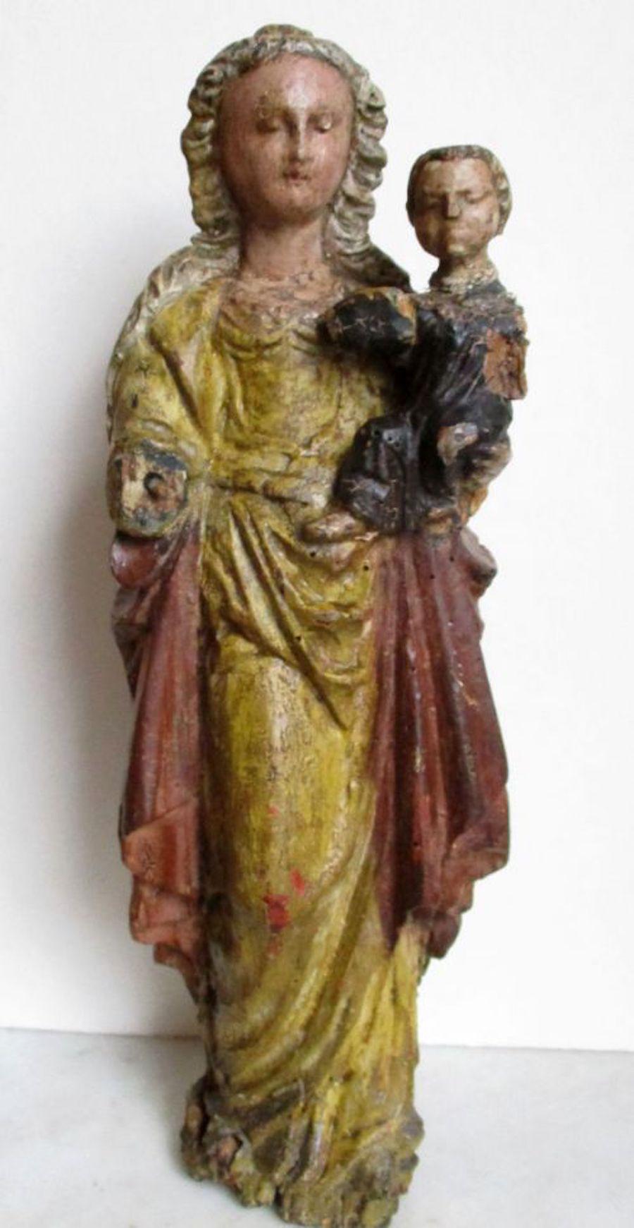 Unknown Figurative Sculpture - Malines Mechelen Madonna Virgin and Child