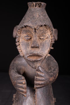 Mambila Tadep Male Guardian Figure with metal Pegs contouring face and body