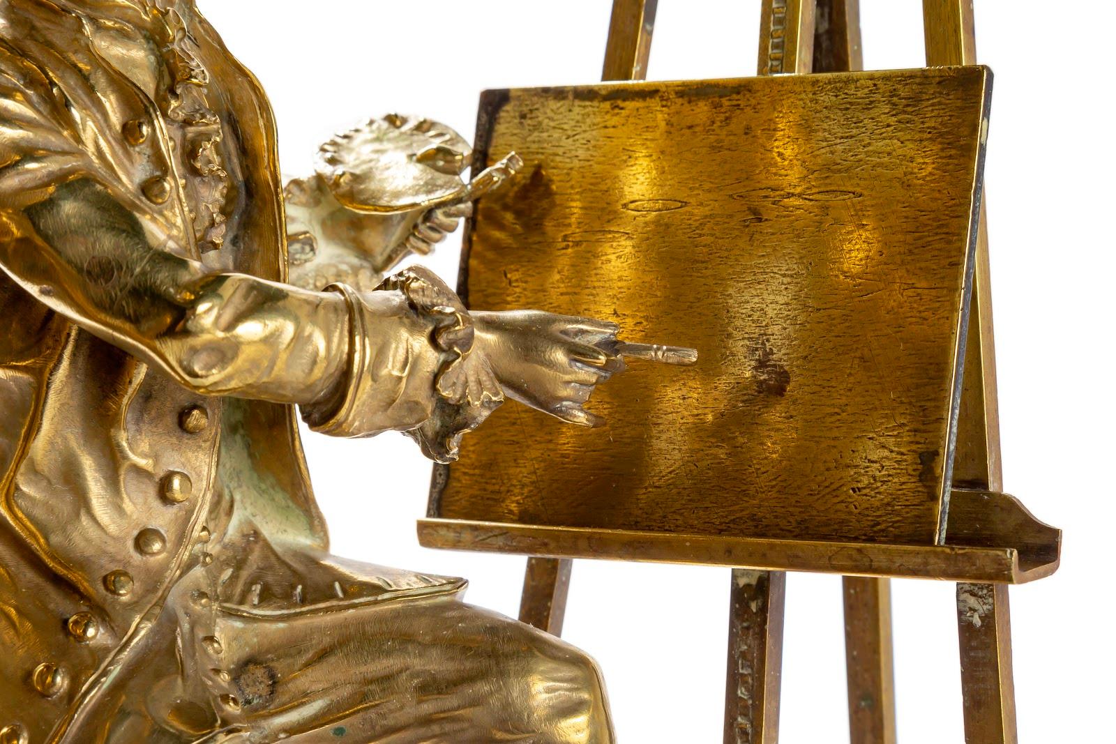 Man & Woman By Easel - Gold Figurative Sculpture by Unknown