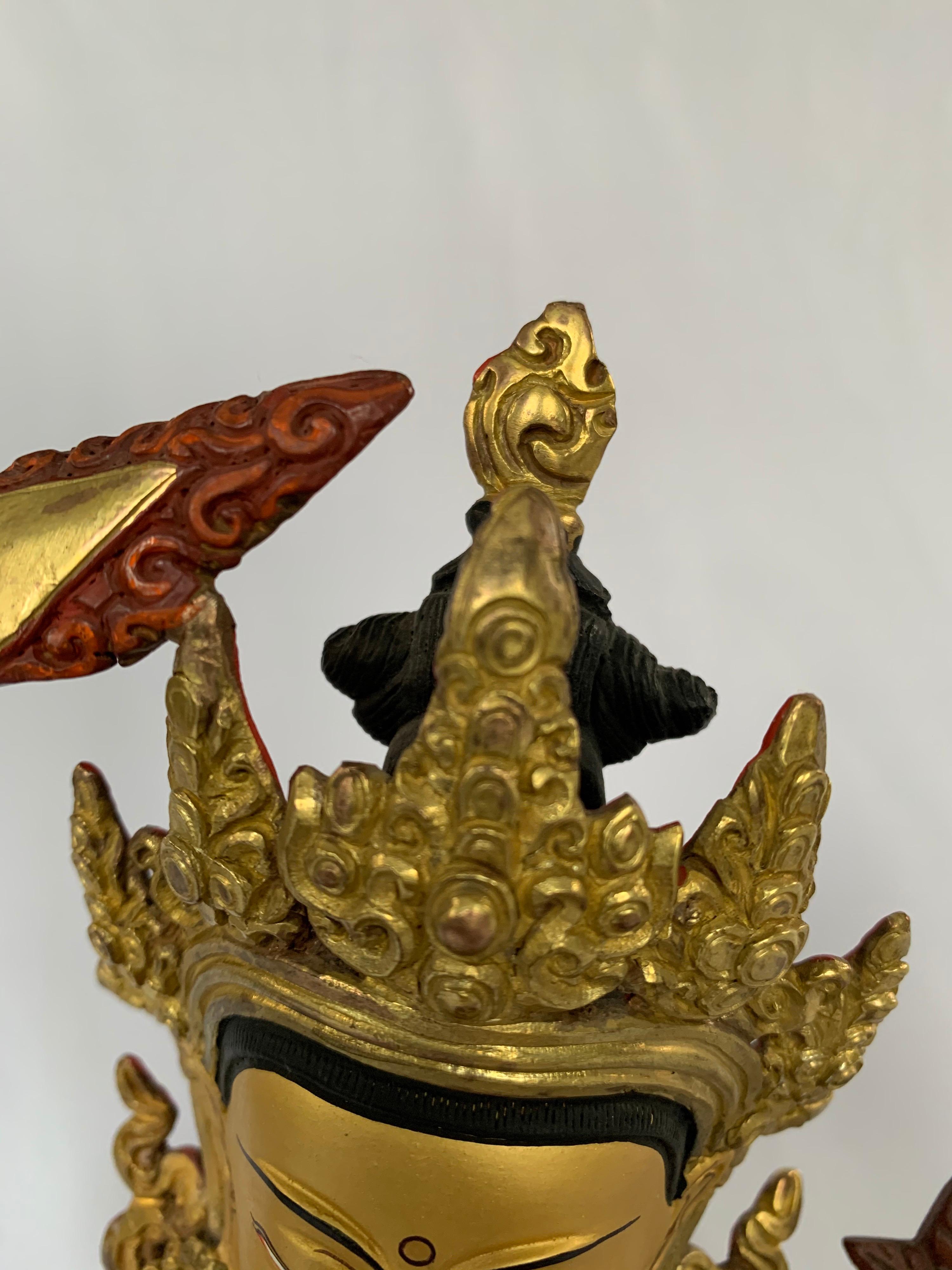 Statua di Manjushree da 12 pollici con oro 24 carati realizzata a mano con il processo a cera persa in vendita 6