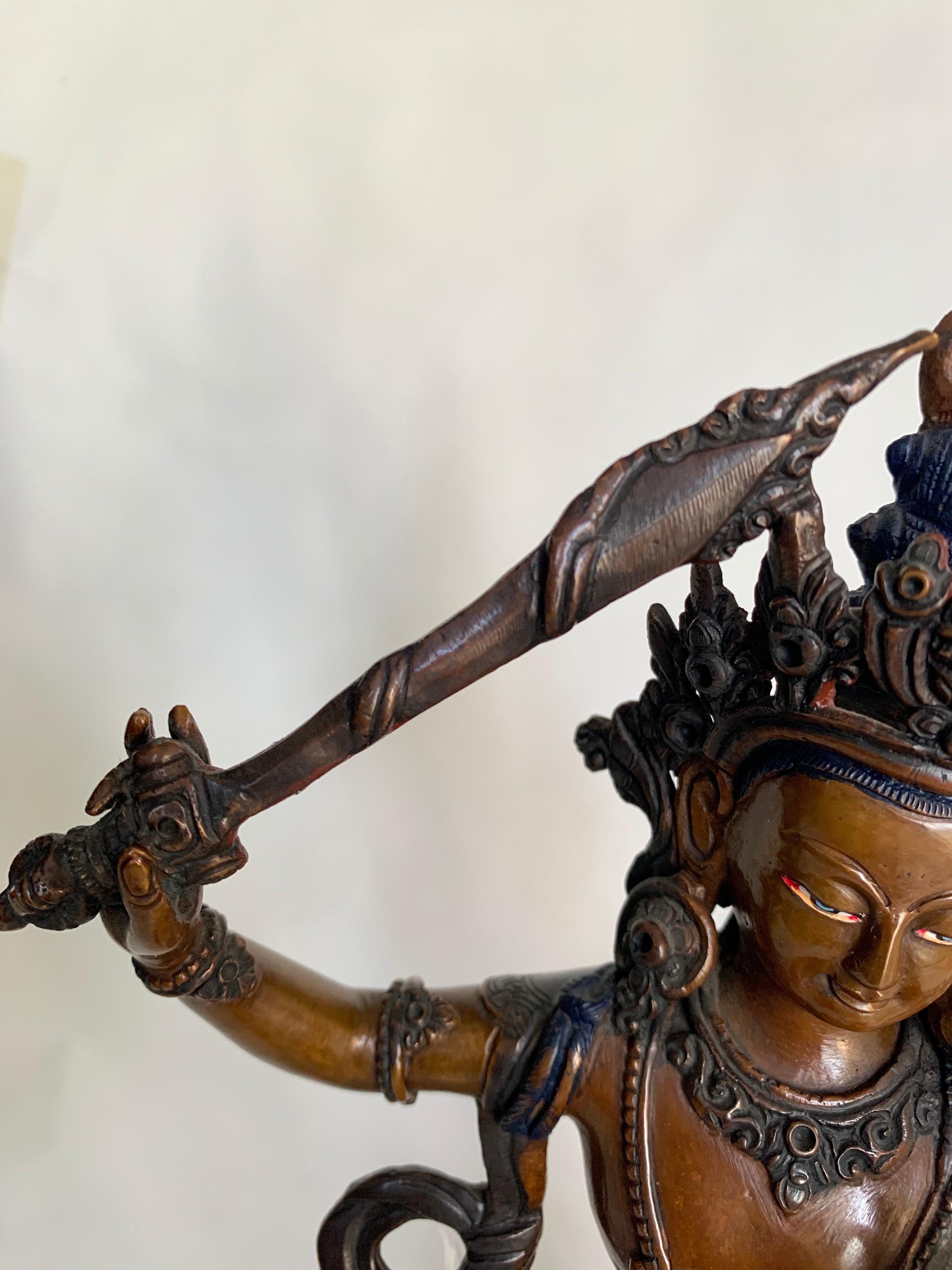 Manjushree-Statue, 9 Zoll, handgefertigt von Lost Wax Prozess im Angebot 5
