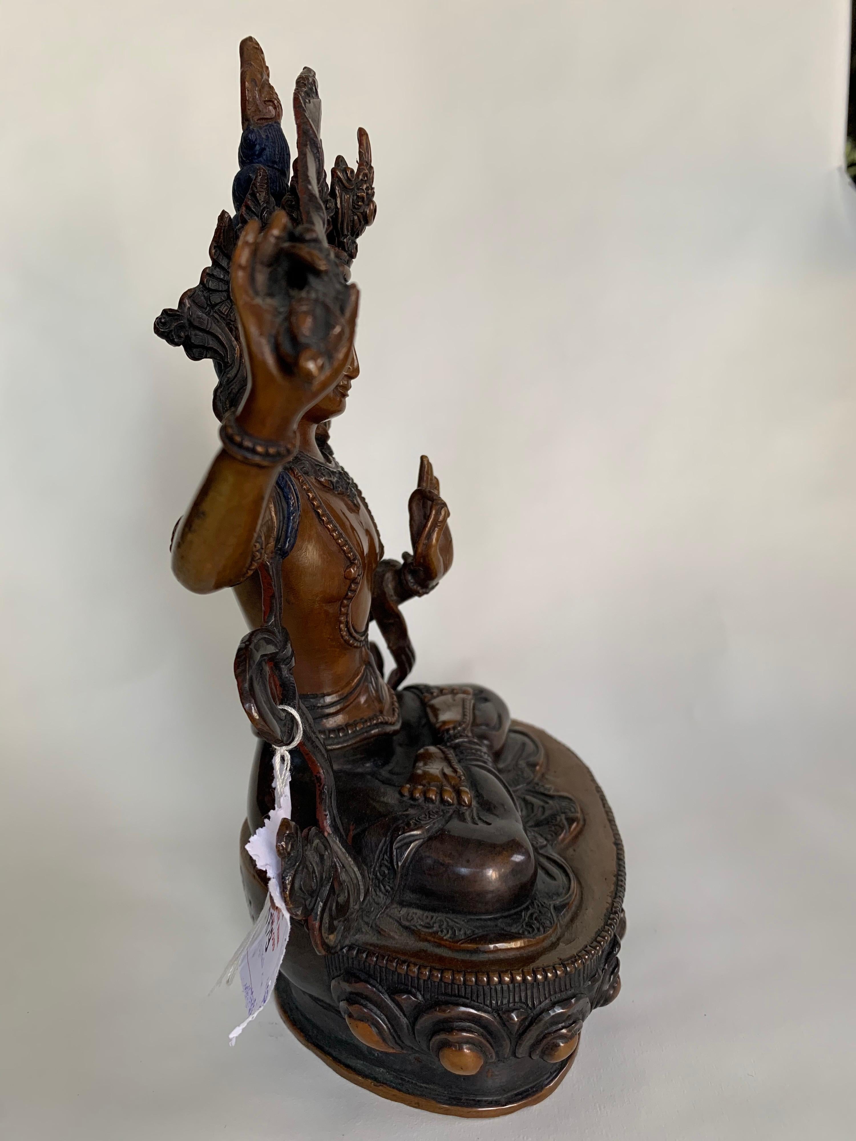 Manjushree-Statue, 9 Zoll, handgefertigt von Lost Wax Prozess (Sonstige Kunststile), Sculpture, von Unknown