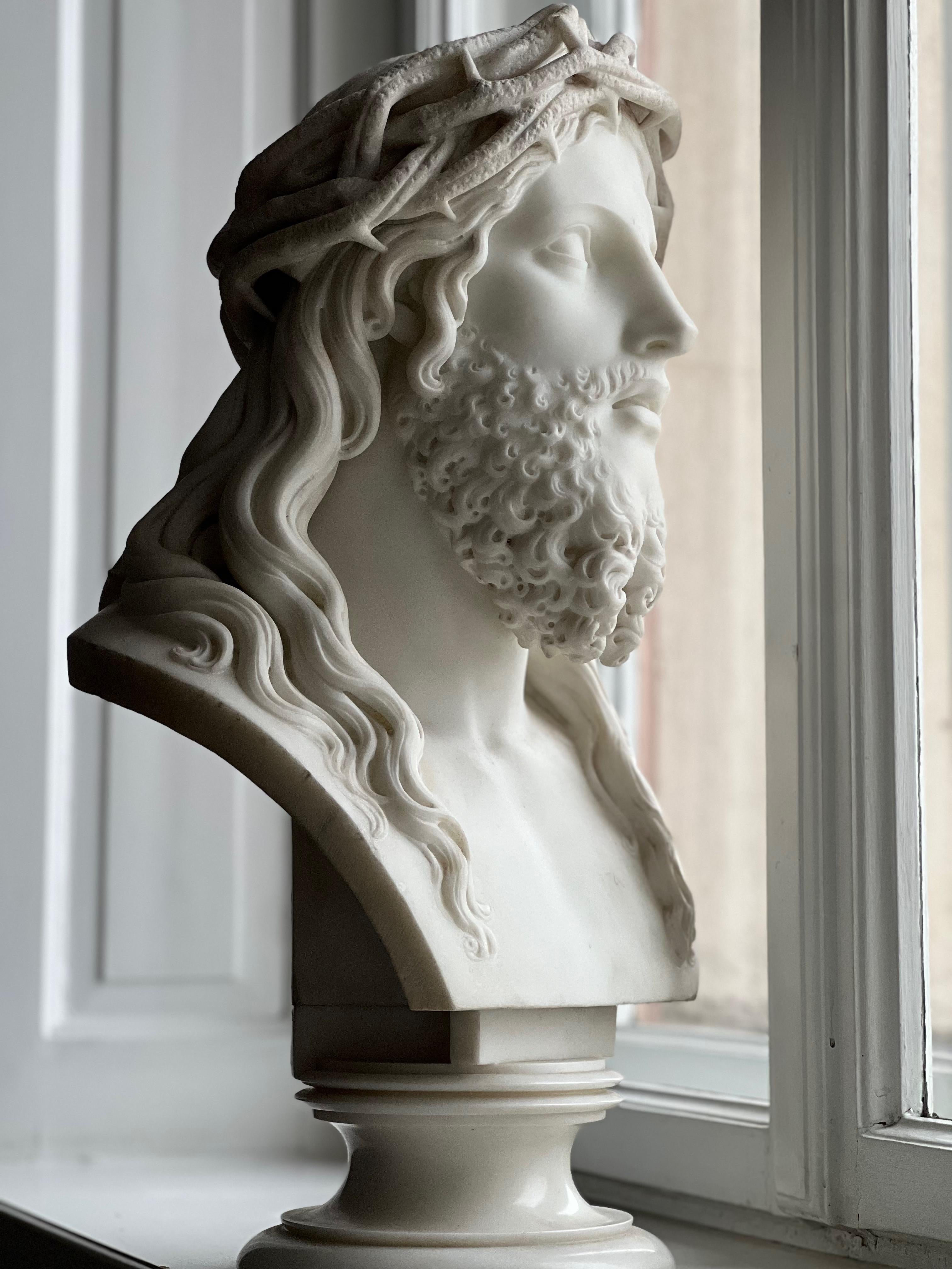 Marble Bust, Ecce Homo, Christ with Crown of Thorns  - Italian School Sculpture by Unknown