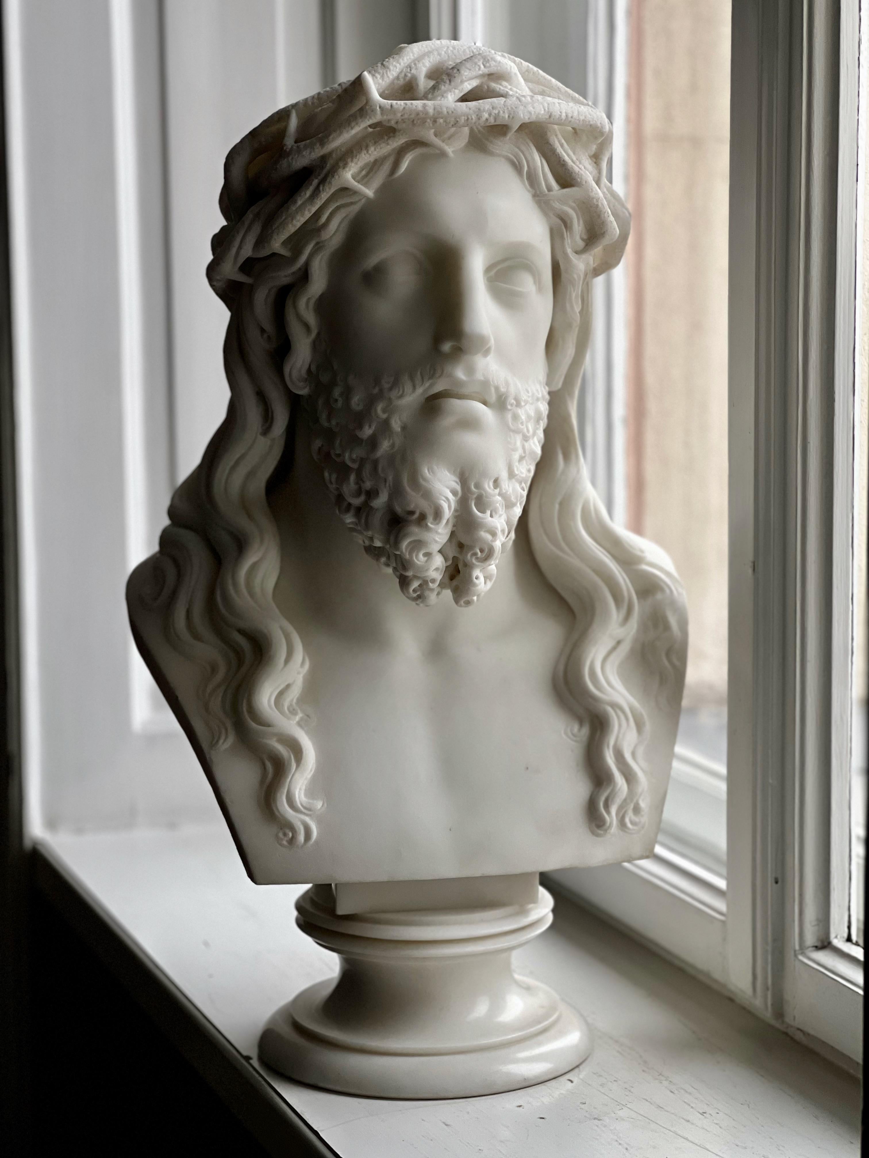 Marble Bust, Ecce Homo, Christ with Crown of Thorns  3