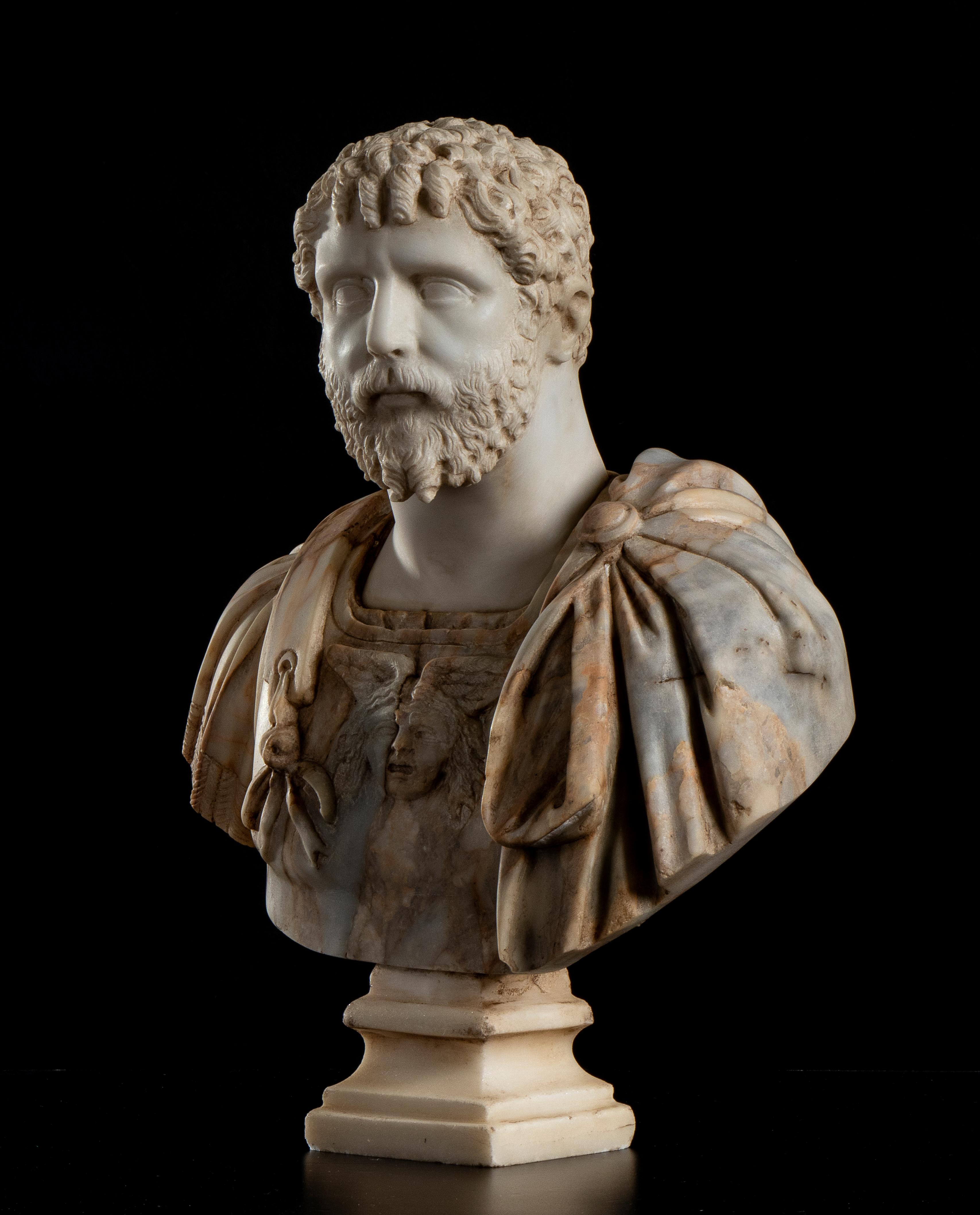 Marble Bust Portrait Roman Emperor Septimius Severus Grand Tour After Antique - Sculpture by Unknown