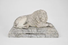 Marble Figure of a Recumbent Lion, 19th Century