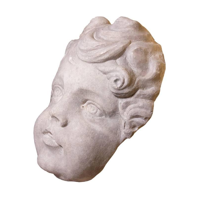 Marble head of a putto, circa 1700  - Gray Figurative Sculpture by Unknown