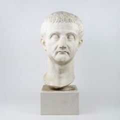 Marble head of Roman Emperor Tiberius