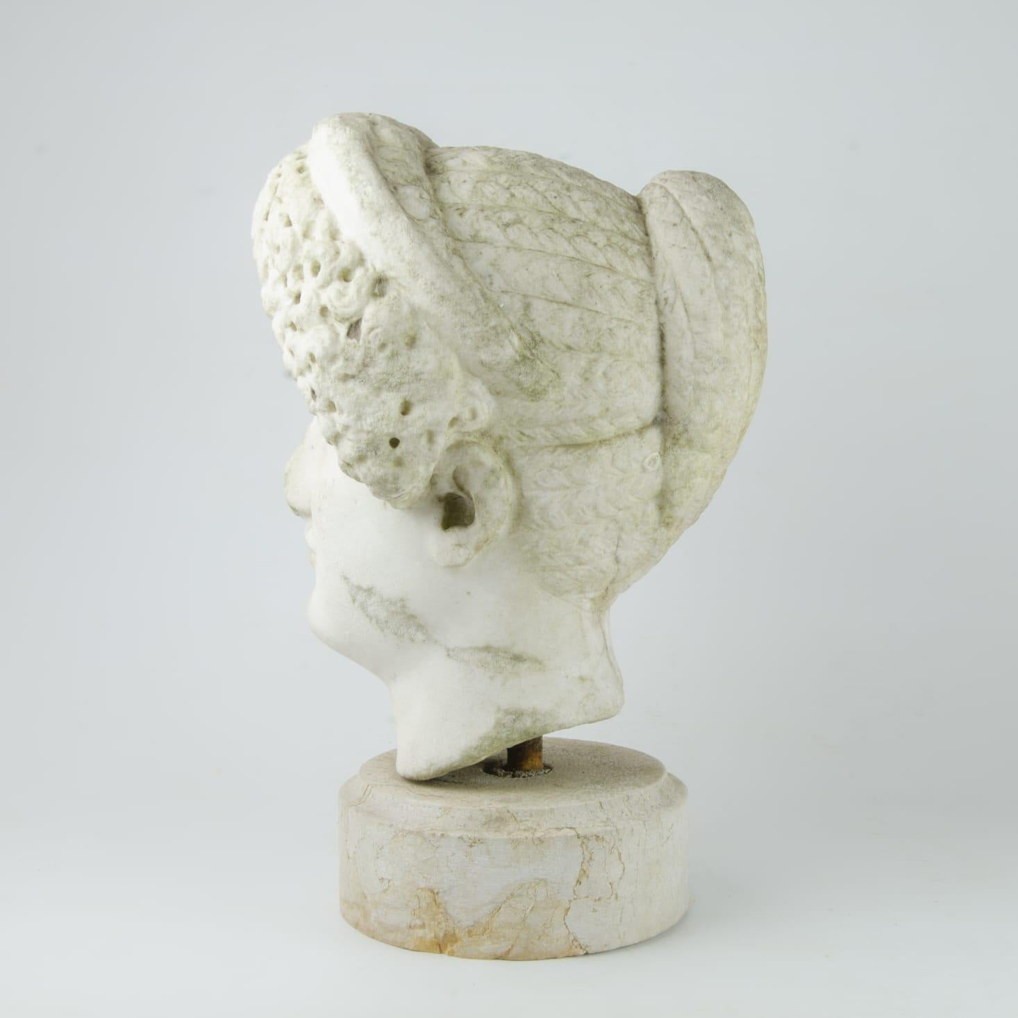 Marble head of Roman Empress Domitia Longina For Sale 5