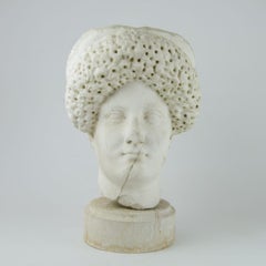 Marble head of Roman Empress Domitia Longina