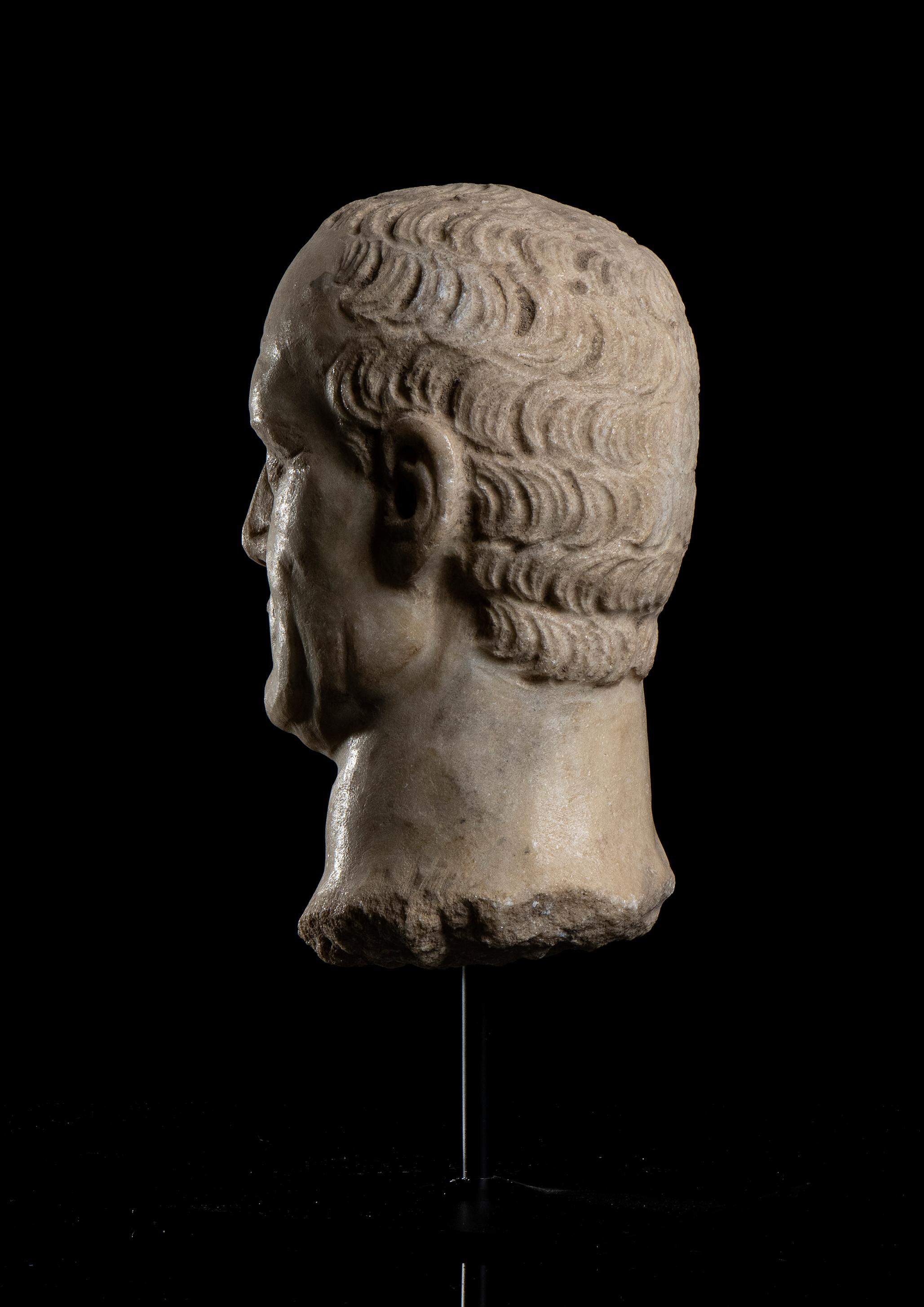 Marble Sculpture Head Portrait of Julius Caesar Grand Tour Archeological Style   For Sale 4