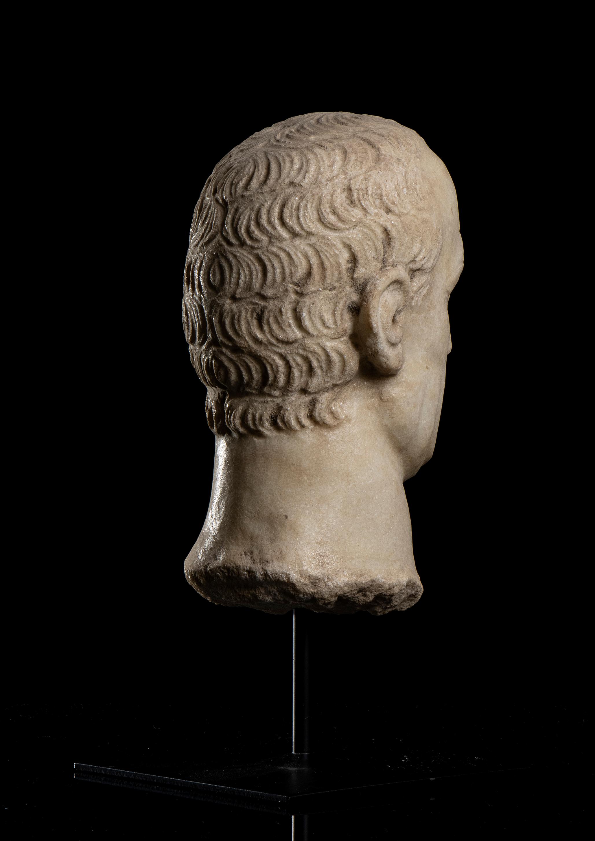 Marble Sculpture Head Portrait of Julius Caesar Grand Tour Archeological Style   For Sale 6