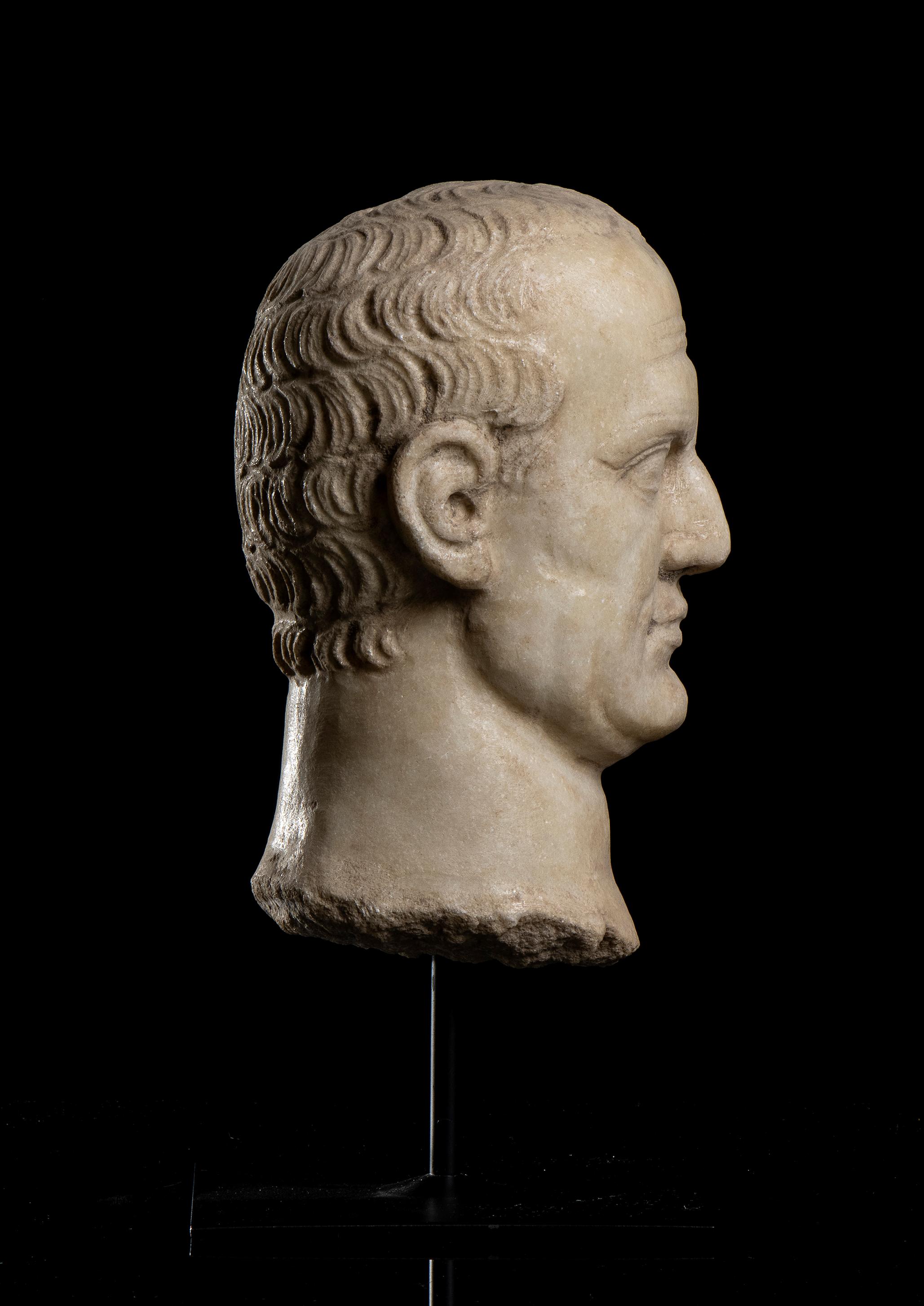 Marble Sculpture Head Portrait of Julius Caesar Grand Tour Archeological Style   6