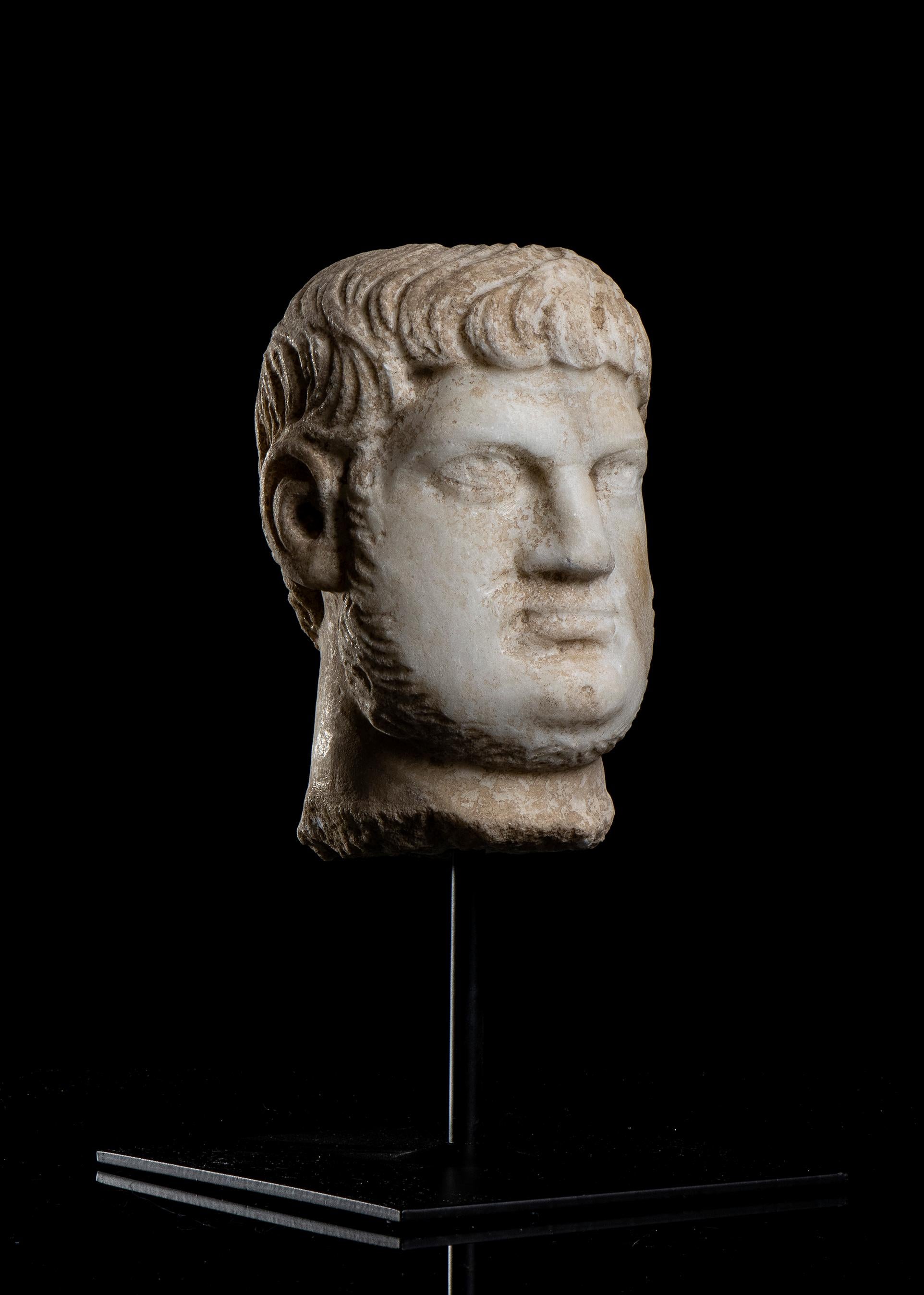 Marble Sculpture Head Portrait Of Roman Emperor Nero Archeological Style Classic For Sale 9