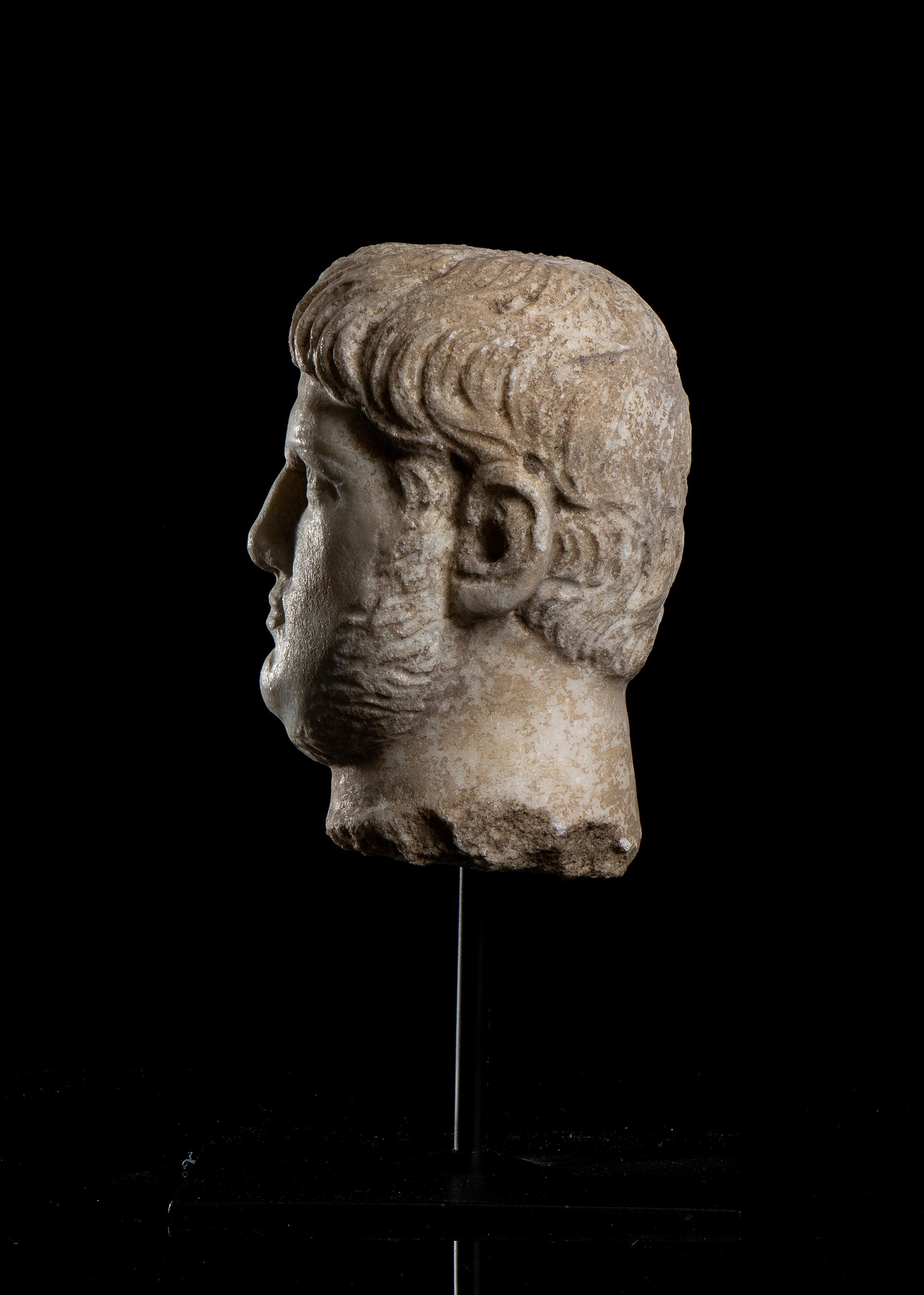 Marble Sculpture Head Portrait Of Roman Emperor Nero Archeological Style Classic For Sale 3