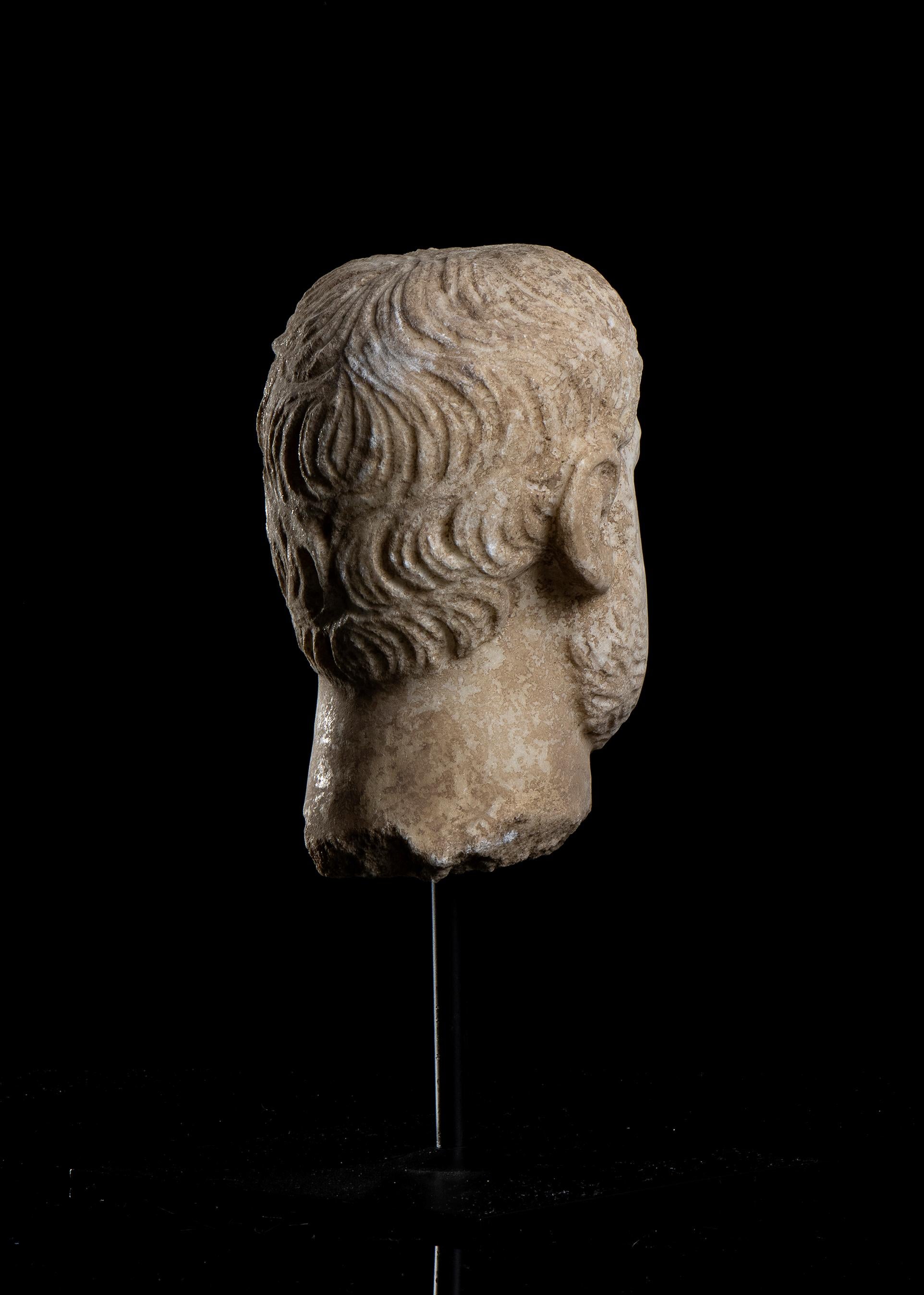 Marble Sculpture Head Portrait Of Roman Emperor Nero Archeological Style Classic For Sale 6