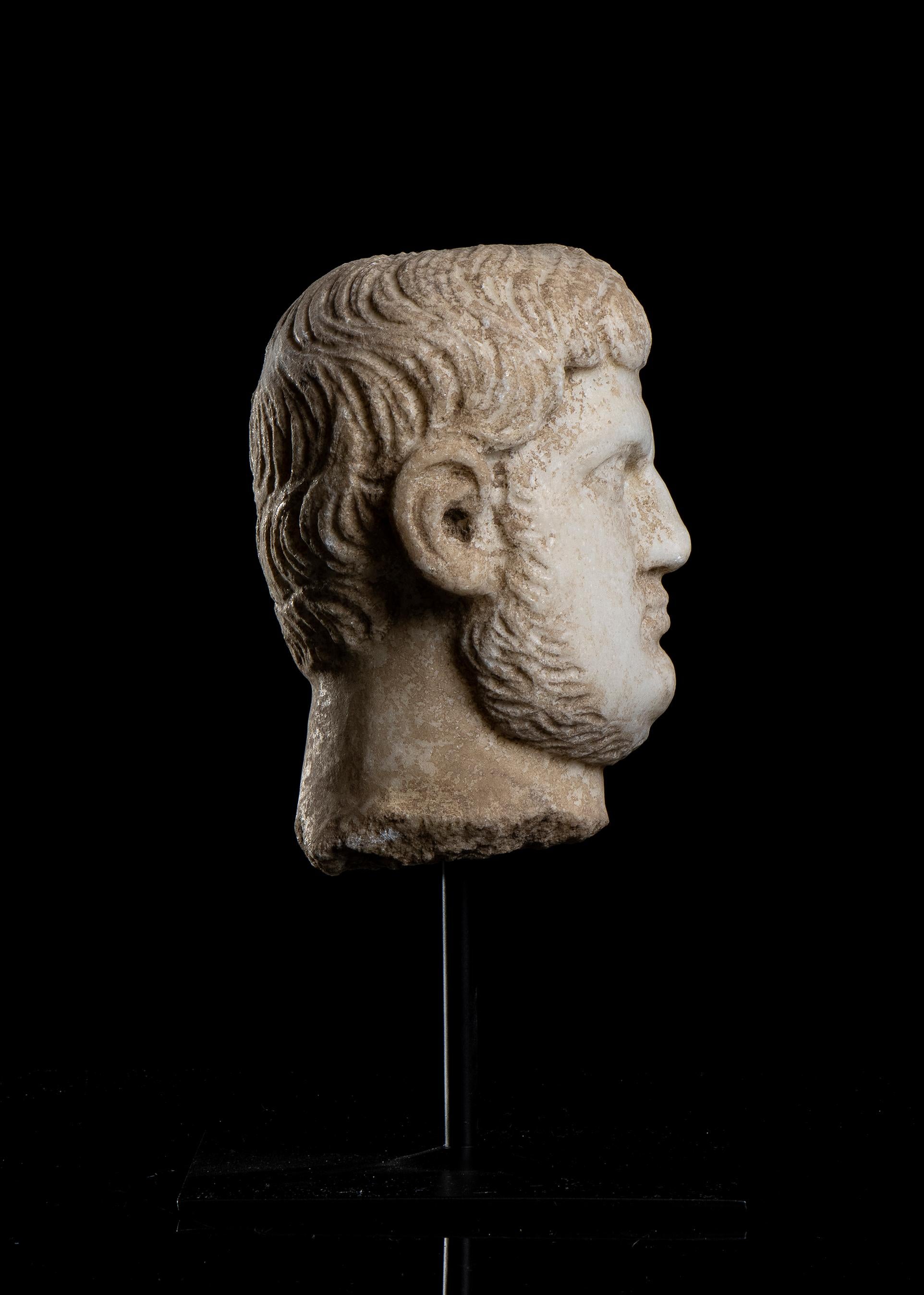 Marble Sculpture Head Portrait Of Roman Emperor Nero Archeological Style Classic For Sale 7