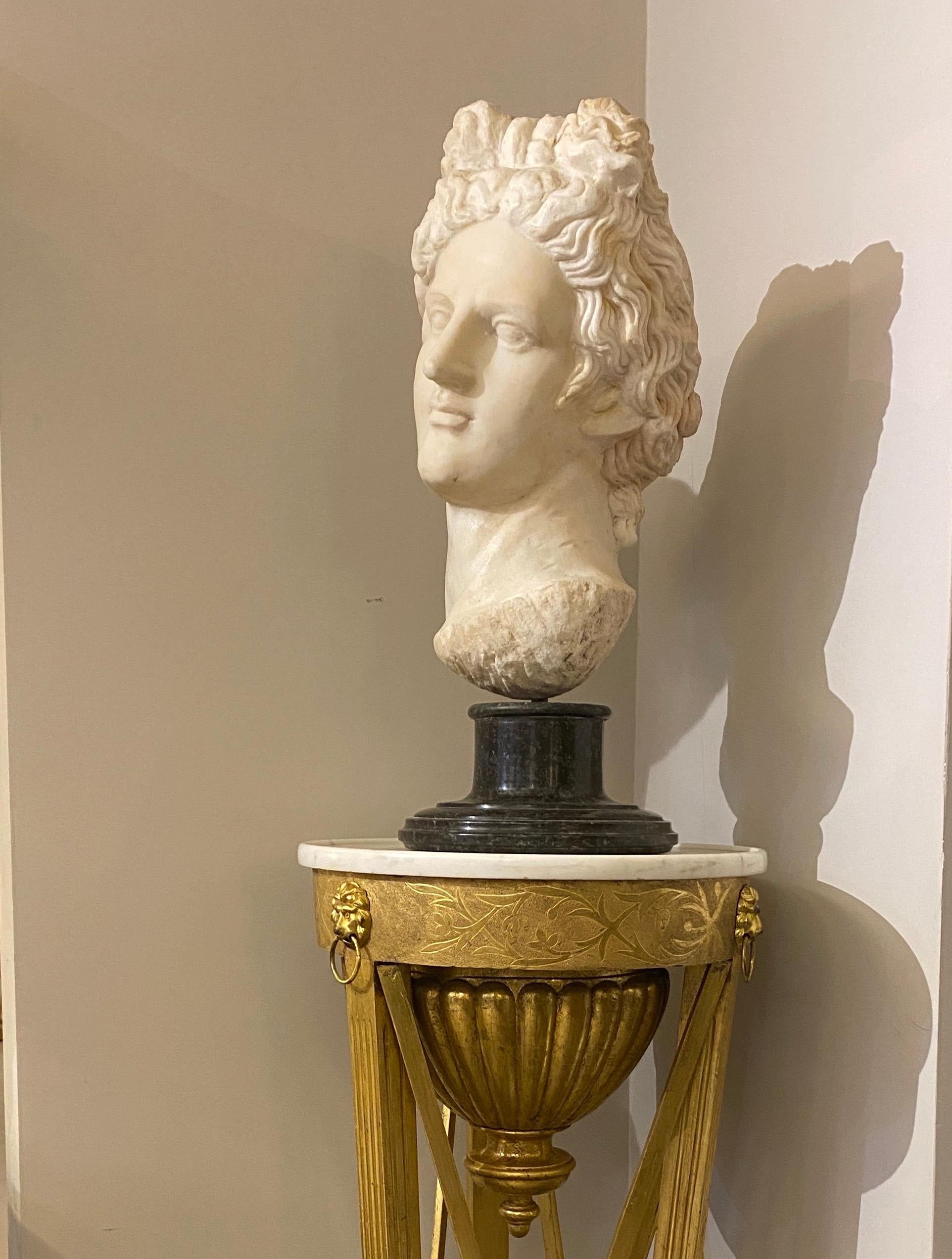 Marble Sculpture of Roman Mythological subject Apollo - Beige Nude Sculpture by Unknown