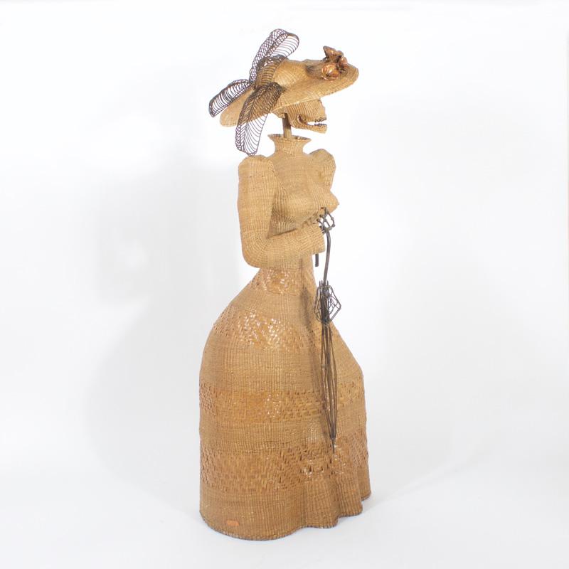 Mario Torres - Sculpture en osier d'une femme en vente 1