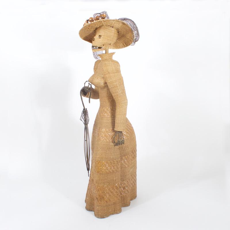 Mario Torres Wicker Sculpture of a Woman For Sale 1