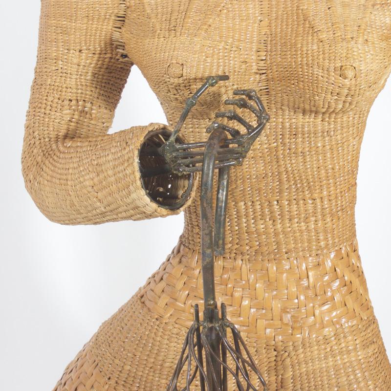 Mario Torres Wicker Sculpture of a Woman For Sale 3