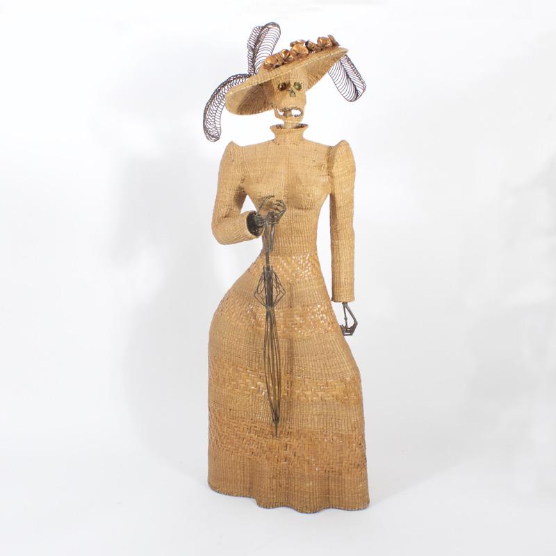 Mario Torres Wicker Sculpture of a Woman
