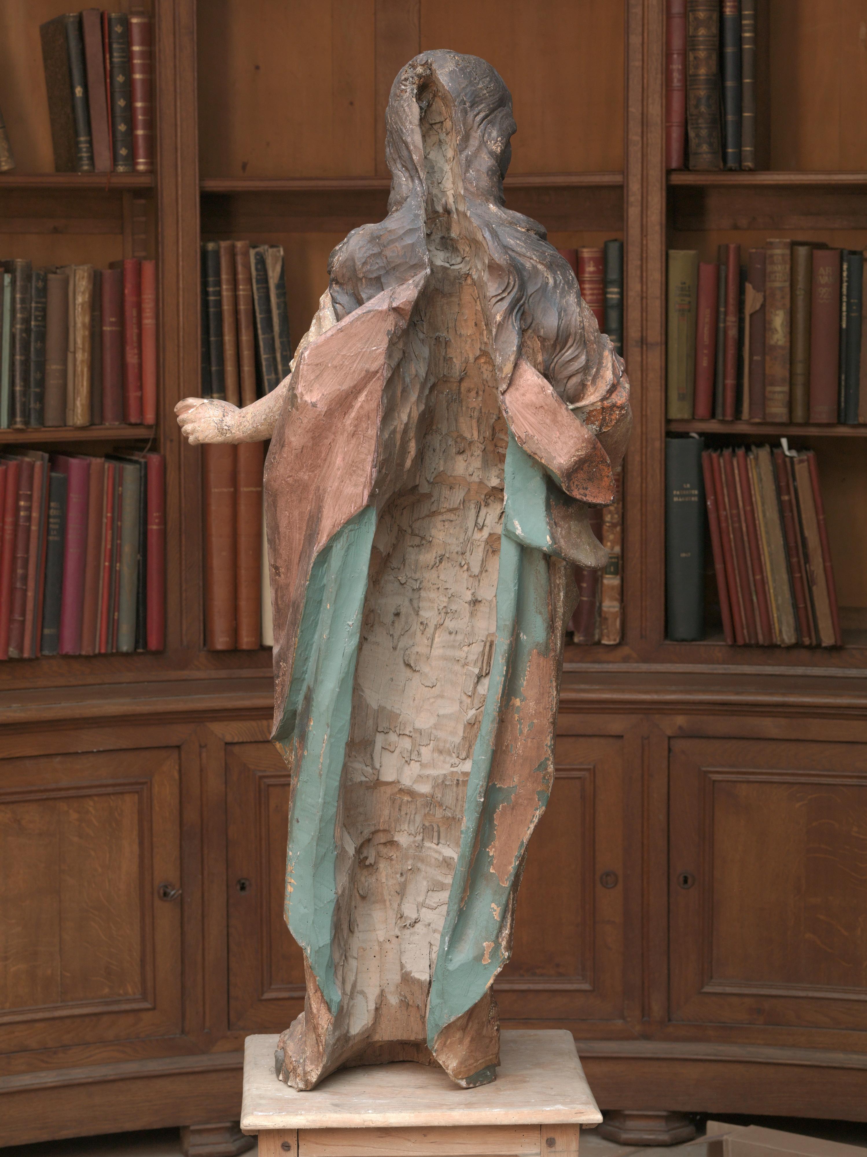 Mary-Magdalene with Skull, Standing Figure Belonging to a Confessional - Sculpture by Unknown