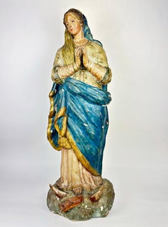 Mary, Mother of God, Italian Master circa 1780, Carved Wood, slightly damaged