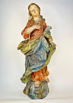 Mary, Mother of God, South German Master circa 1760, Carved Wood