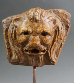 Mascherone Grotesque Lion's Head Yellow marble Italy 17th century