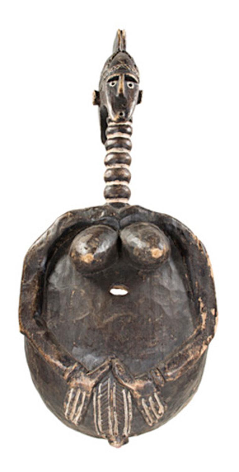 Unknown Figurative Sculpture - "Mask, Baga Guinea, " Carved Wood c. 1920