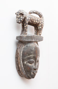 Antique 'Mask/Baule Ivory Coast' carved wood, wall sculpture