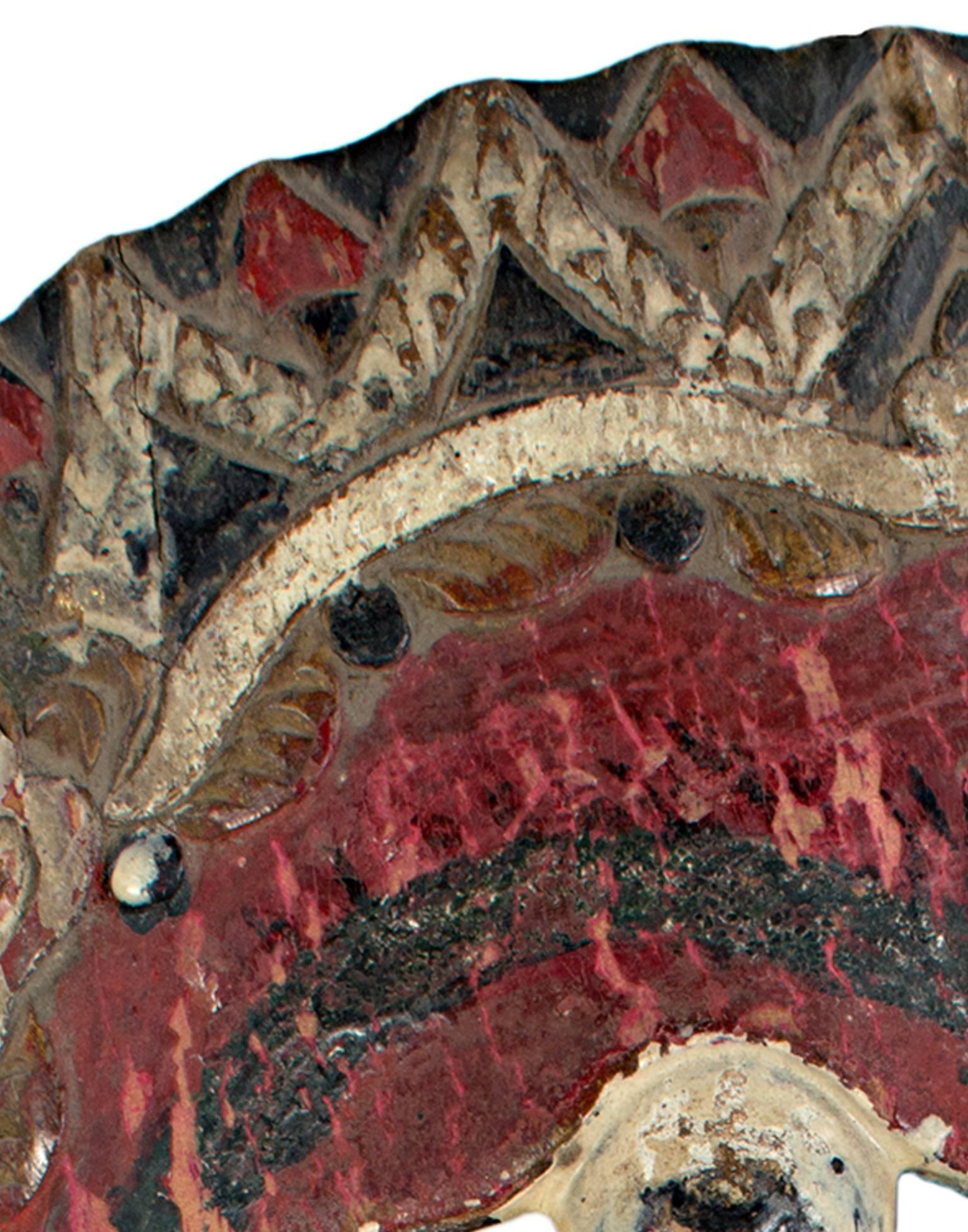 « Masque avec des yeux ronds, des crocs peints et un visage rouge sang », bois d'Indonésie en vente 4