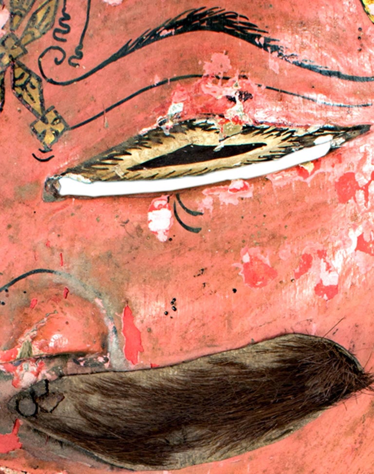 Unknown Mask with SalmonColored Face and Slanted Eyes, Sculpture For