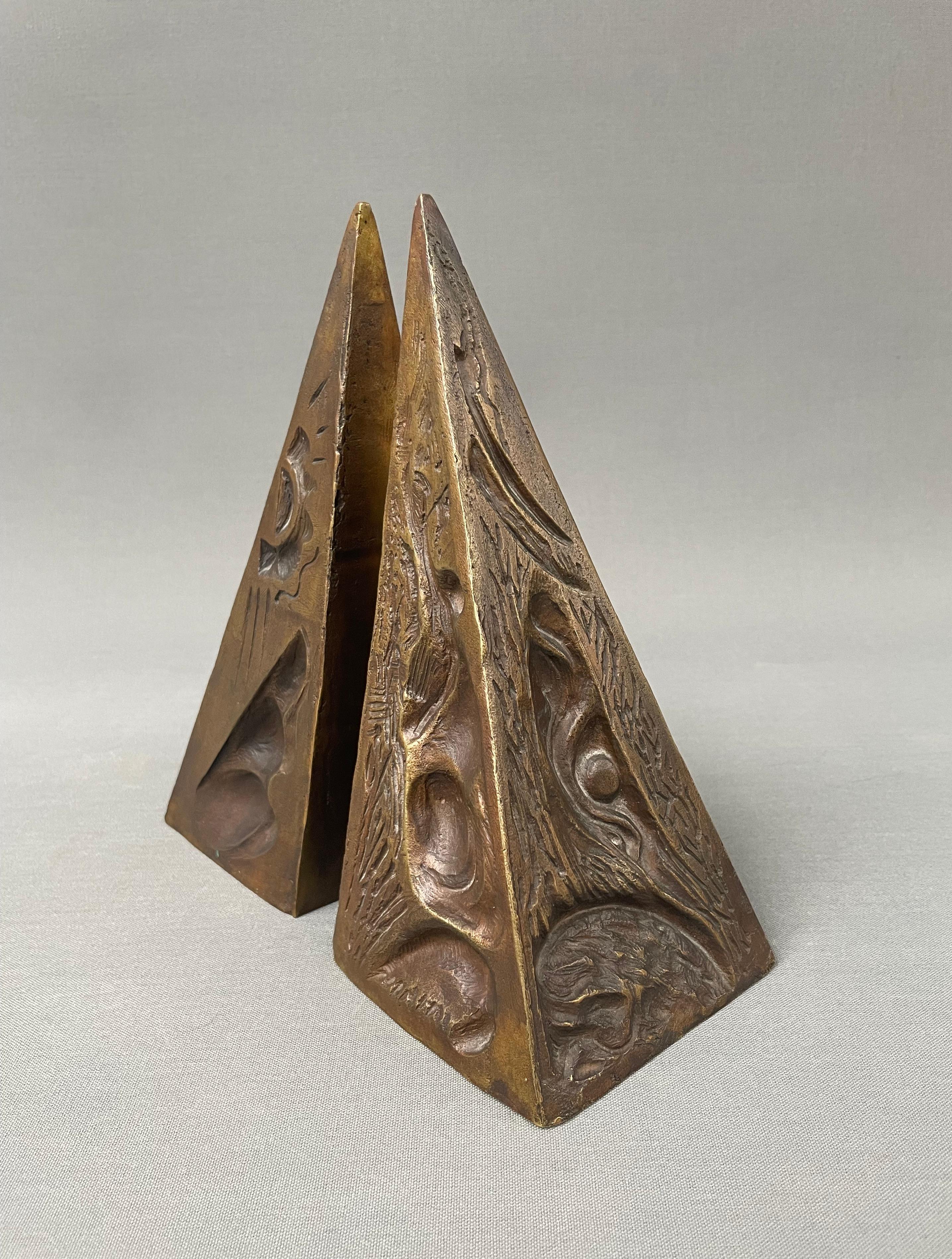 Masonic Bronze Bookends, Landowski Caster - Sculpture by Unknown