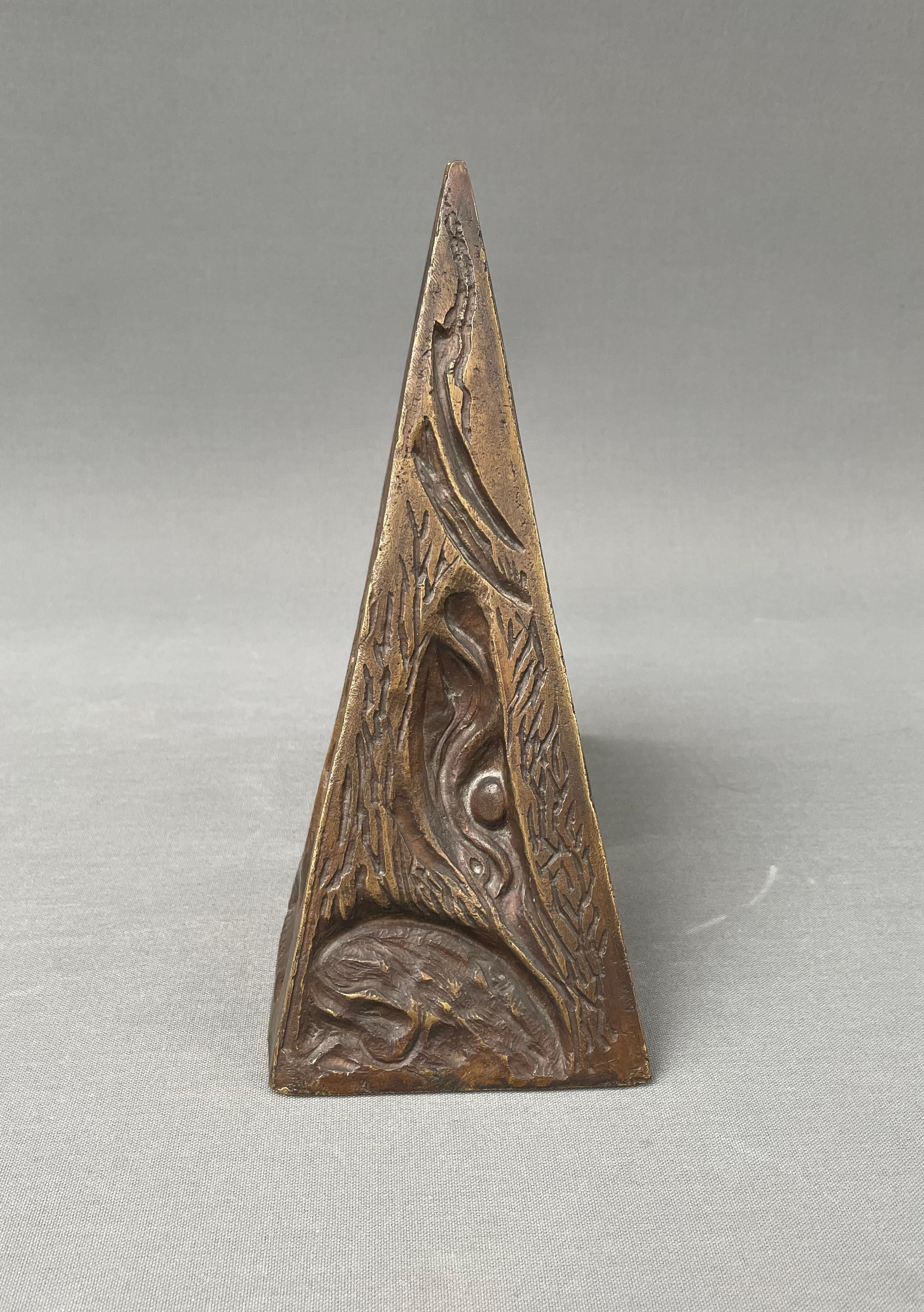 Masonic Bronze Bookends, Landowski Caster - Gold Abstract Sculpture by Unknown