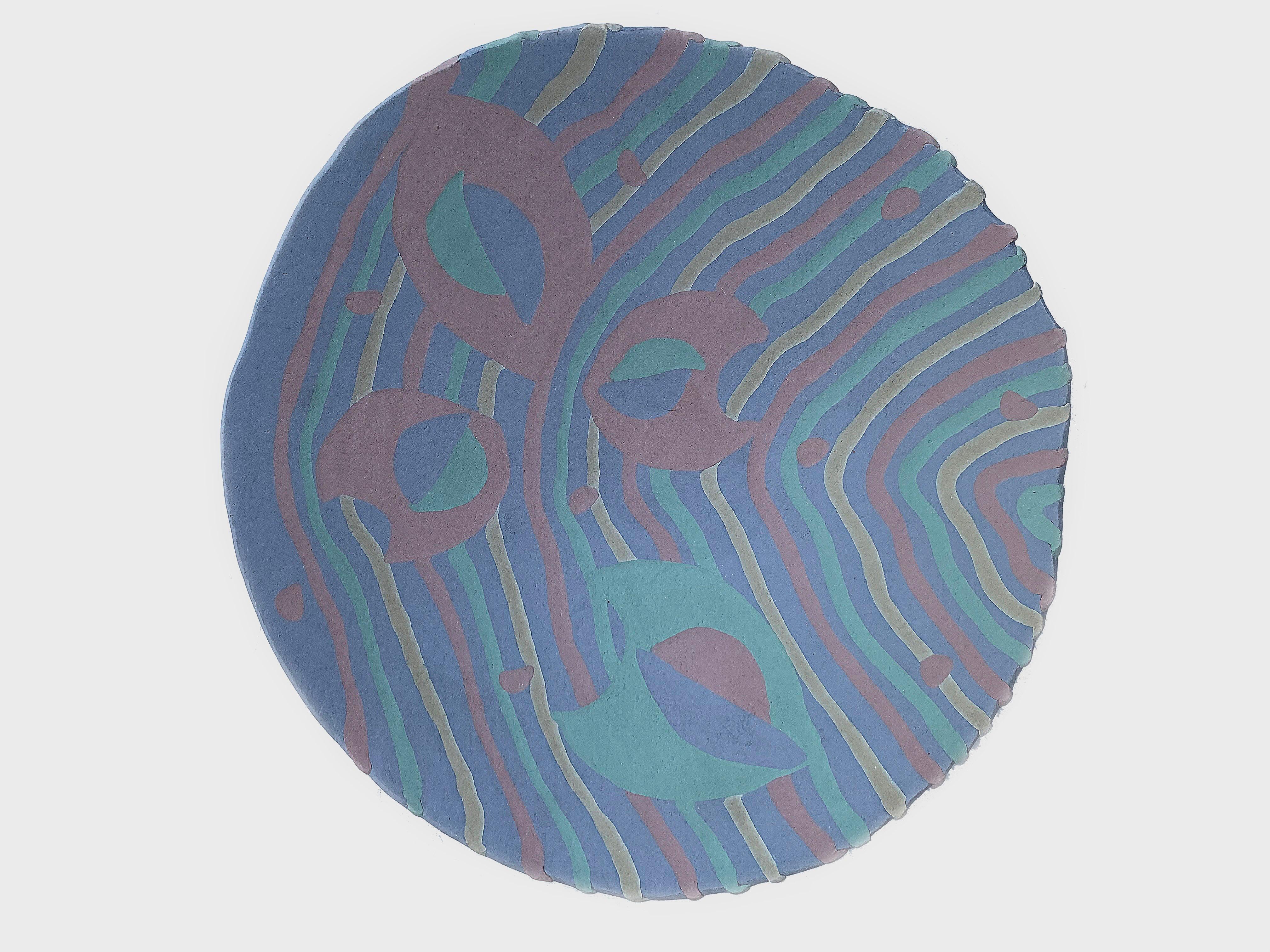 Matte Multi-color Ceramic Plate - Sculpture by Unknown