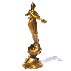 Sculpture en bronze doré Art Nouveau Maurice Bouval