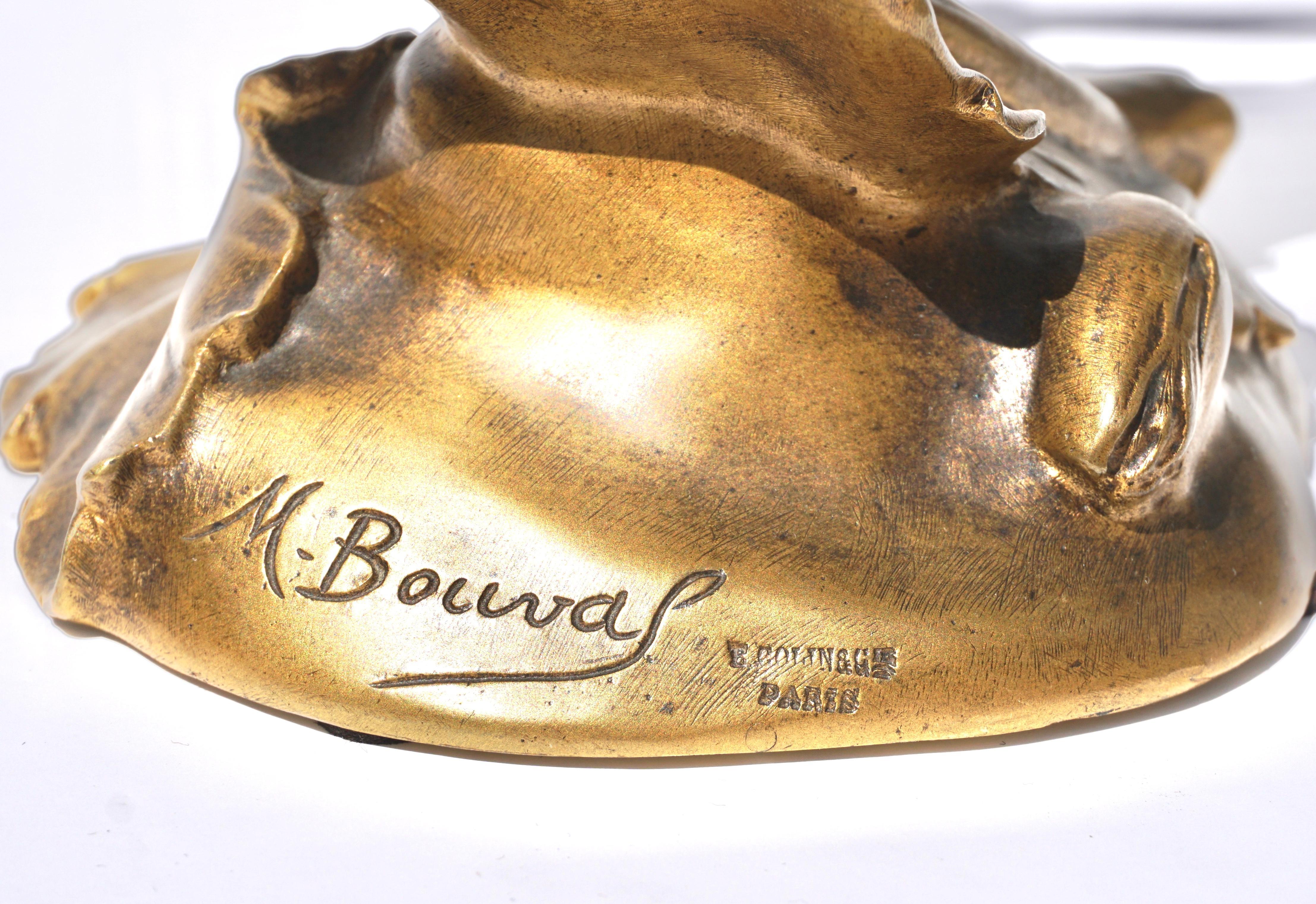 Maurice Bouval Art Nouveau Gilt Bronze Sculpture For Sale 4
